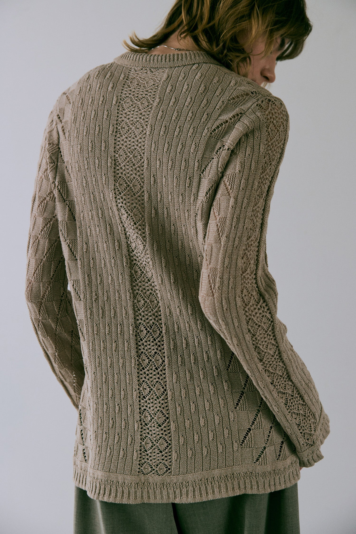 doux bleu オープンワーク ニットシャツ DB-2542-021