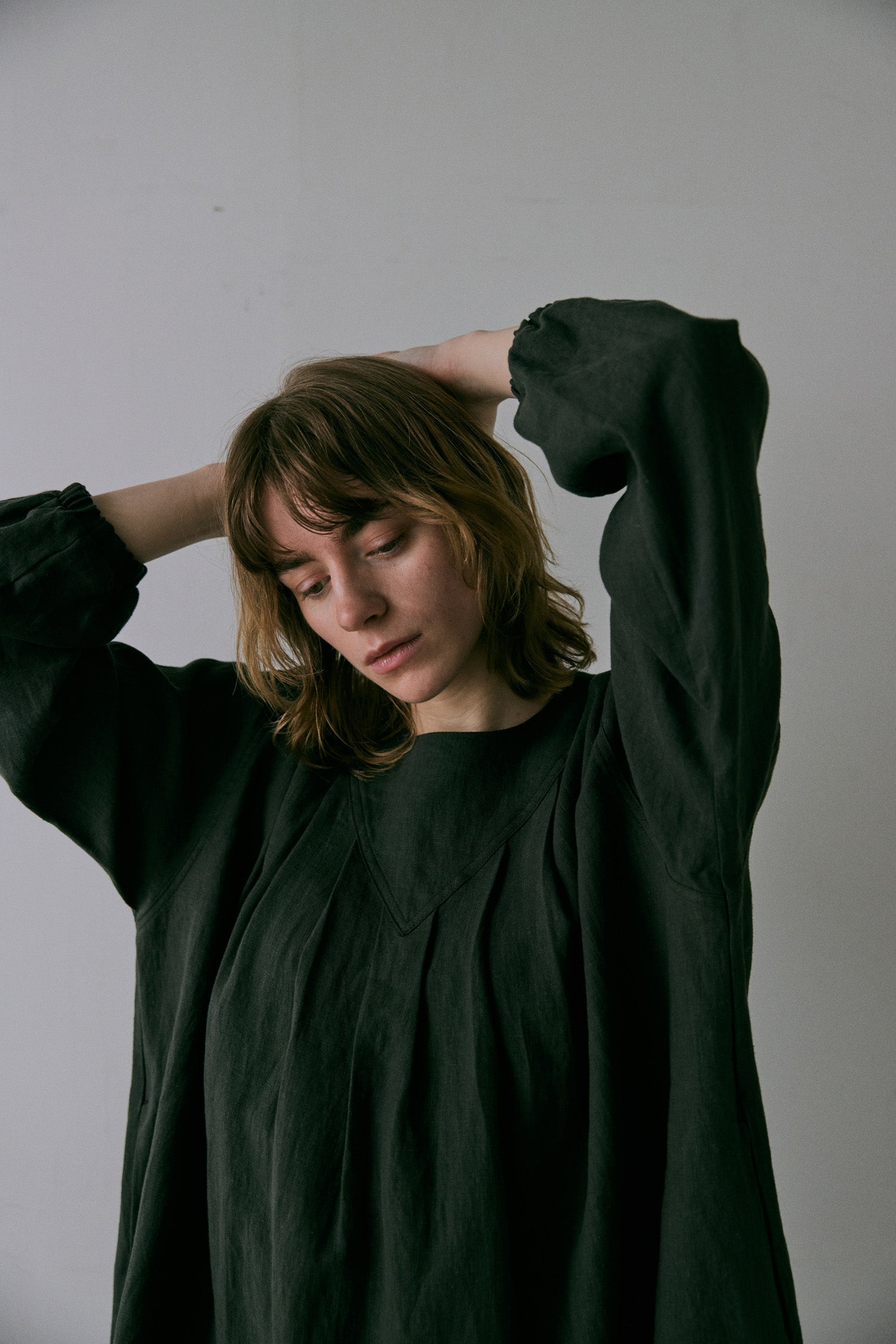 doux bleu リネンヨーク ワンピース DB-2544-013