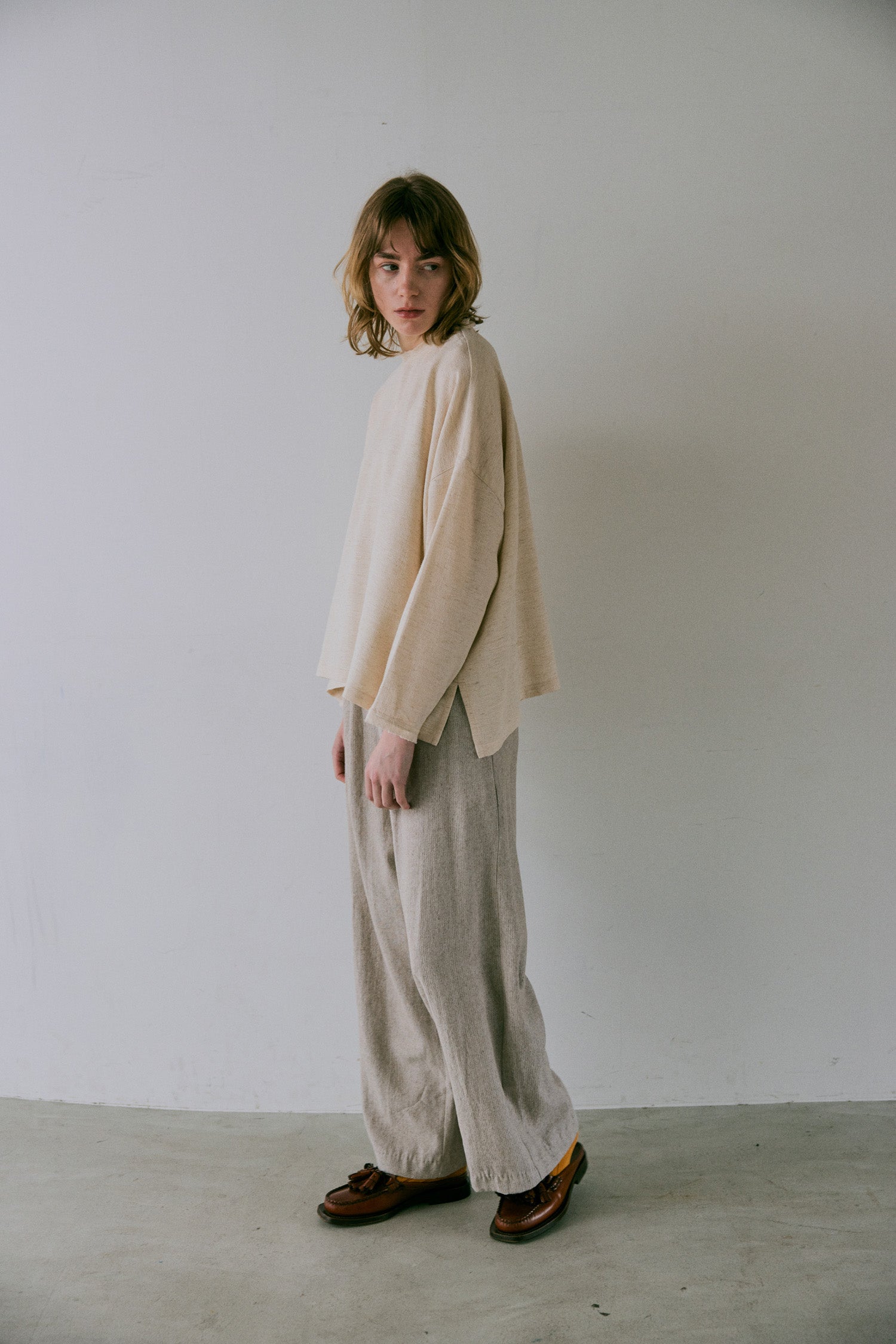 doux bleu リネンレーヨン ストライプパンツ DB-2545-015