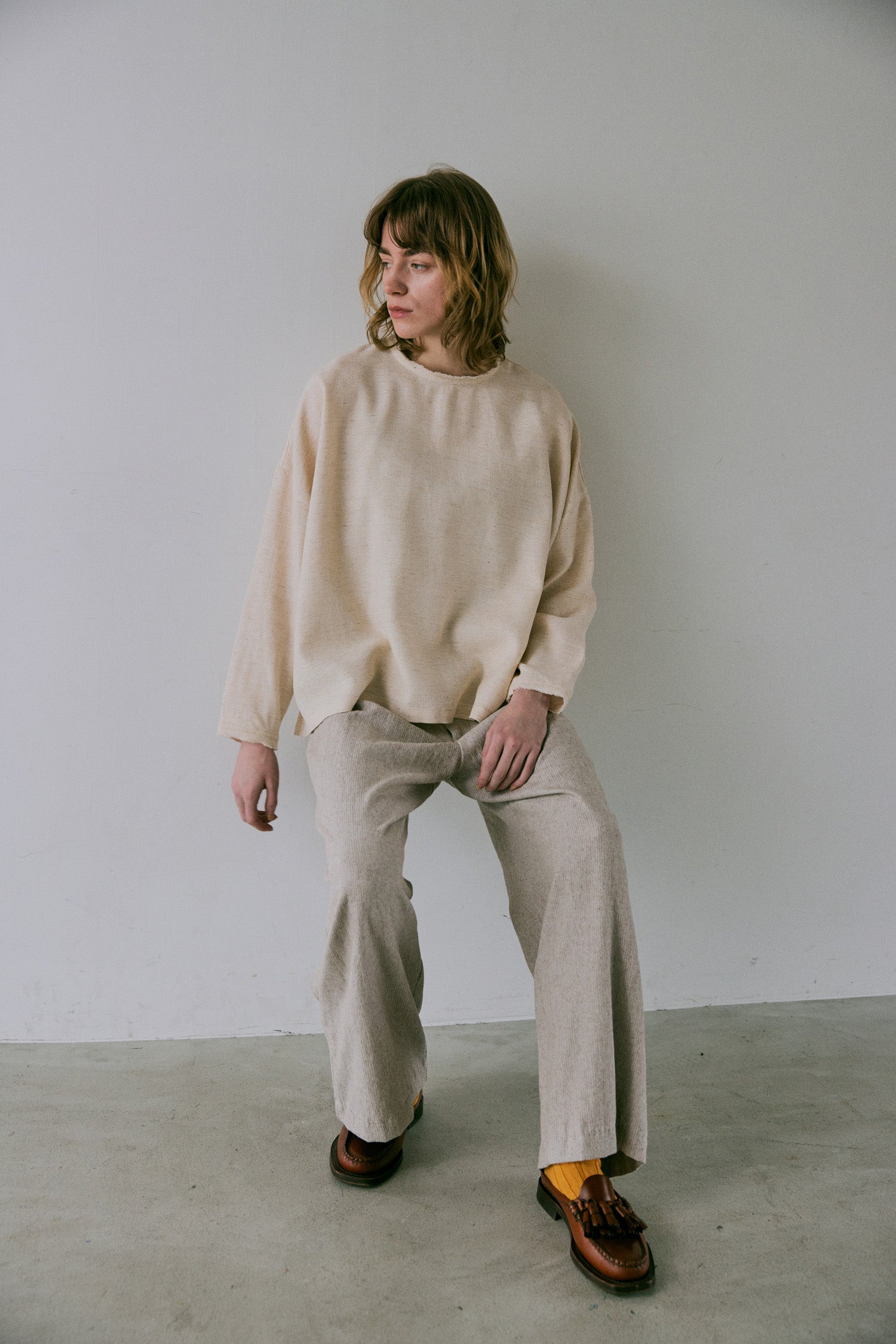 doux bleu リネンレーヨン ストライプパンツ DB-2545-015