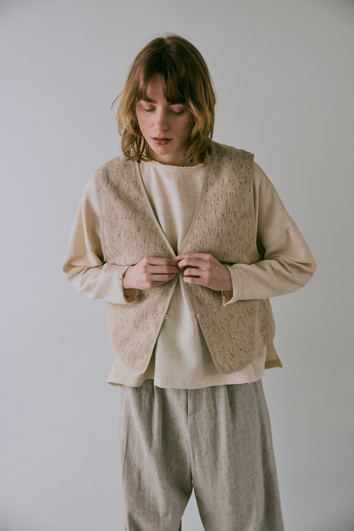 doux bleu ミックスツイード2WAYベスト DB-2548-027