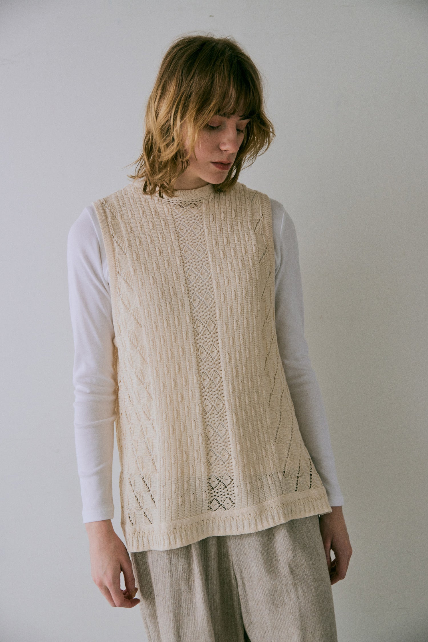 doux bleu オープンワーク ニットベスト DB-2548-022