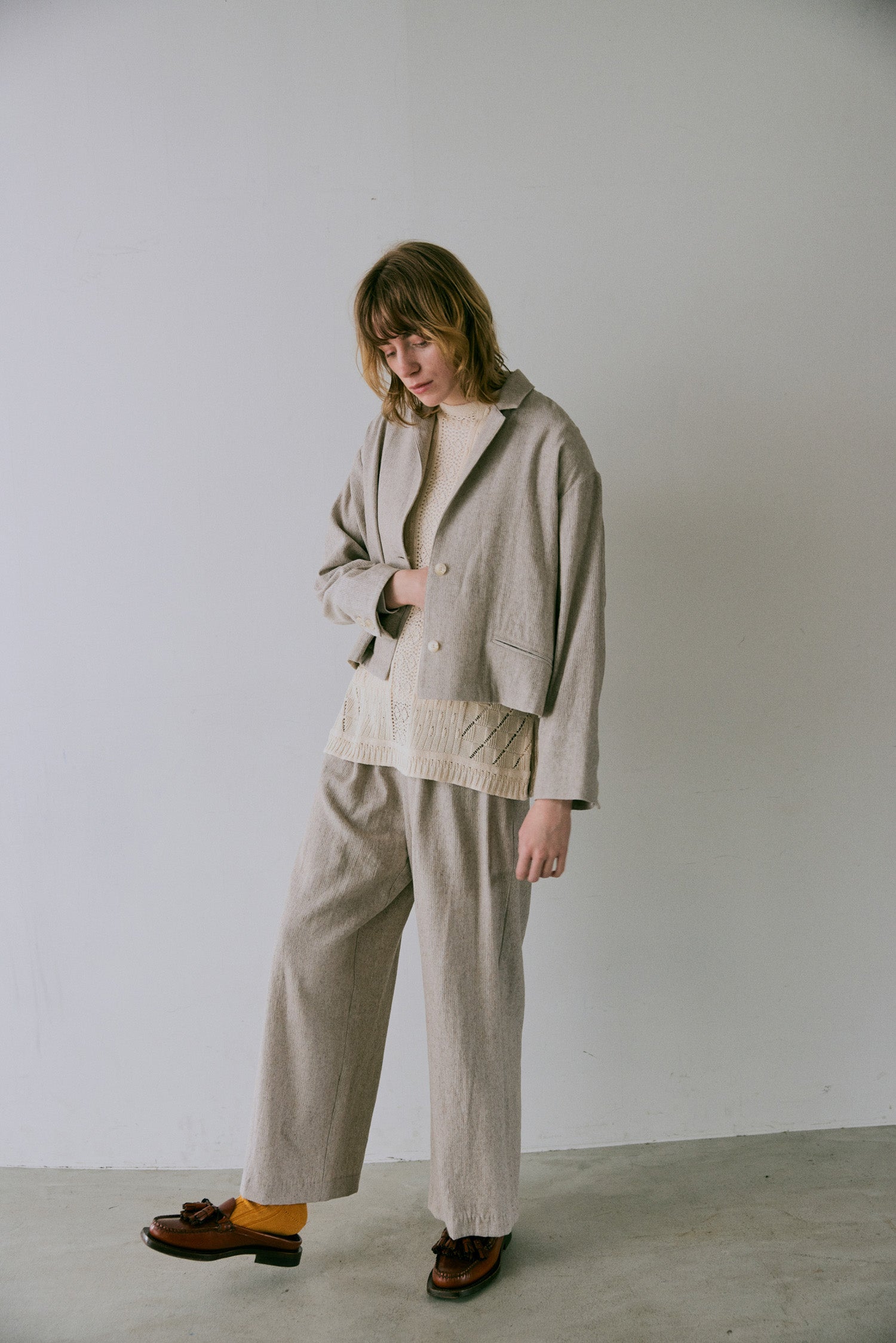 doux bleu リネンレーヨン ストライプパンツ DB-2545-015