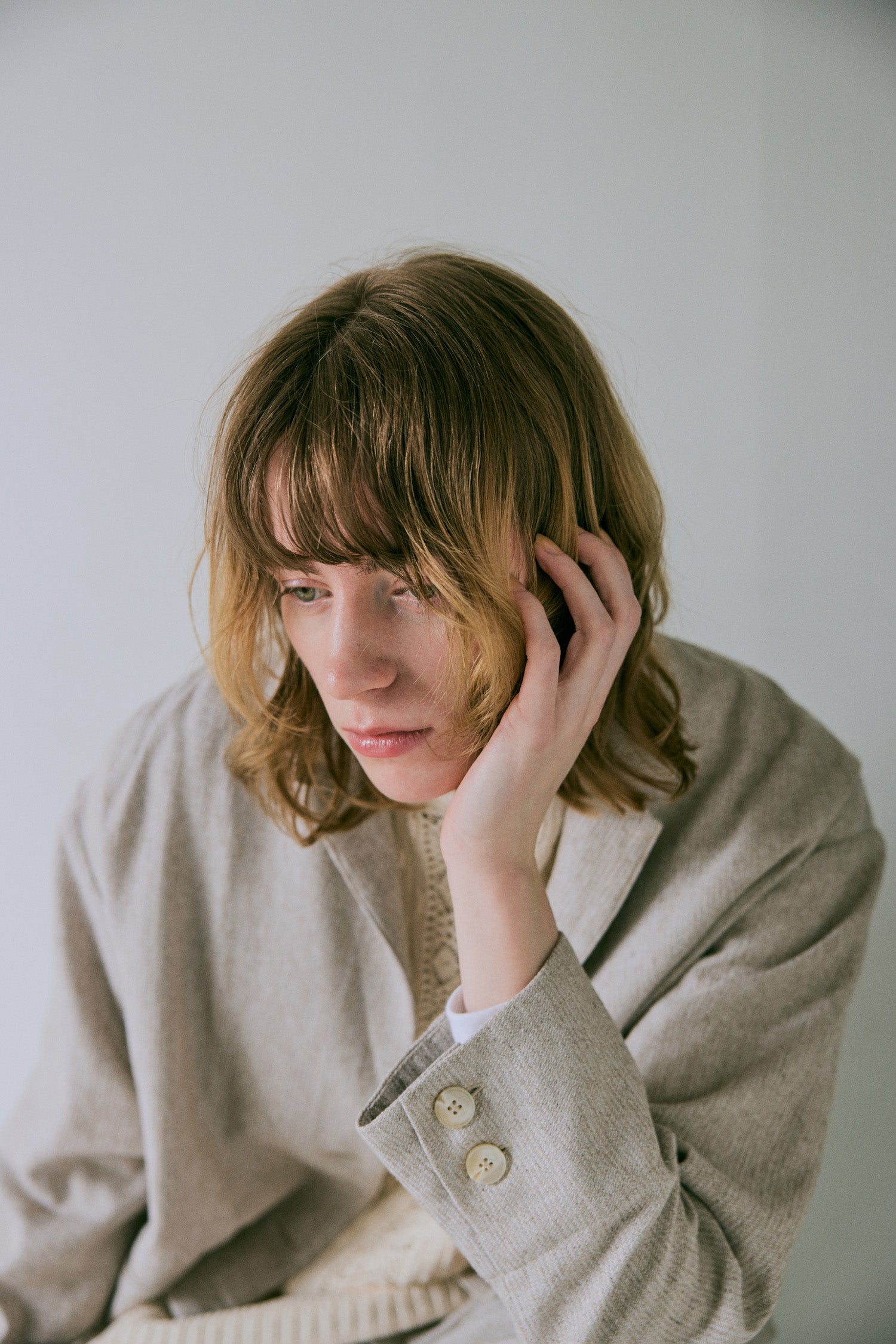 doux bleu リネンレーヨン ストライプジャケット DB-2547-016