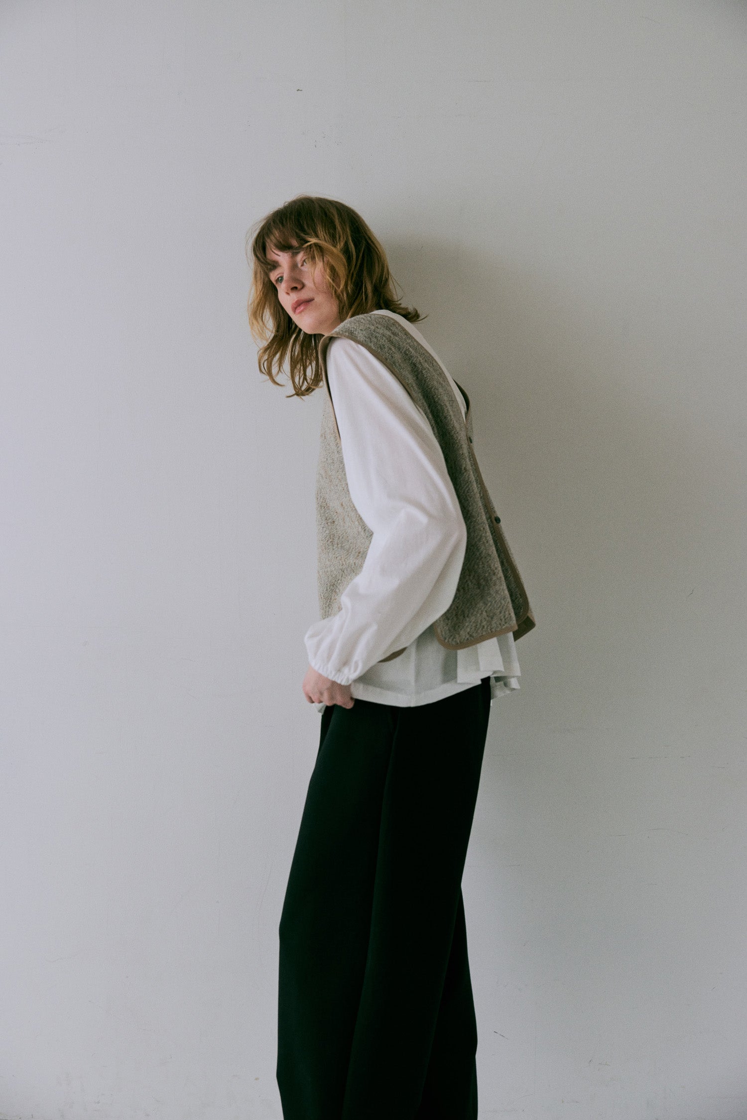 doux bleu ミックスツイード2WAYベスト DB-2548-027