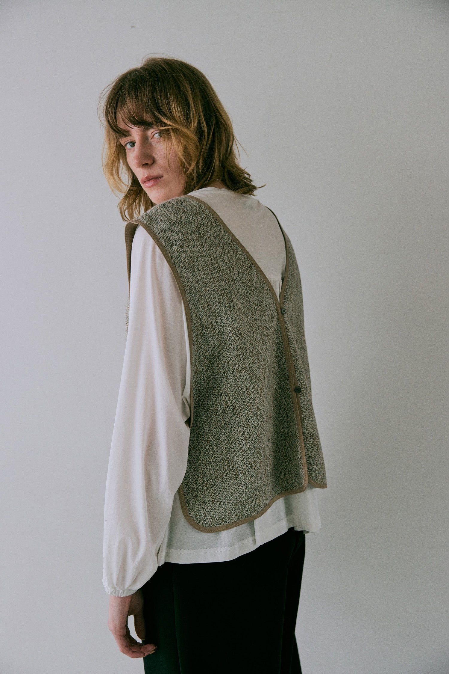 doux bleu ミックスツイード2WAYベスト DB-2548-027