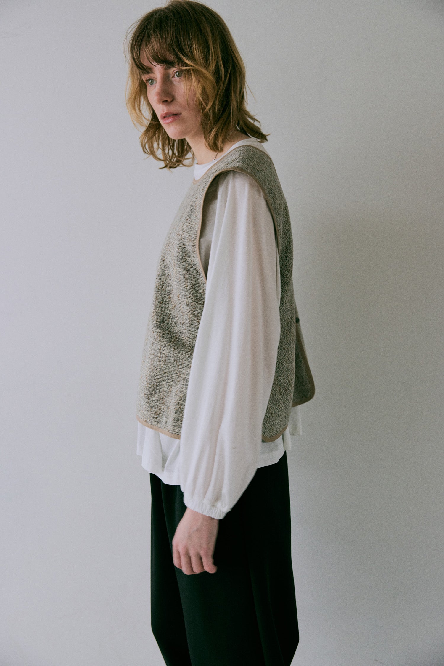 doux bleu ミックスツイード2WAYベスト DB-2548-027