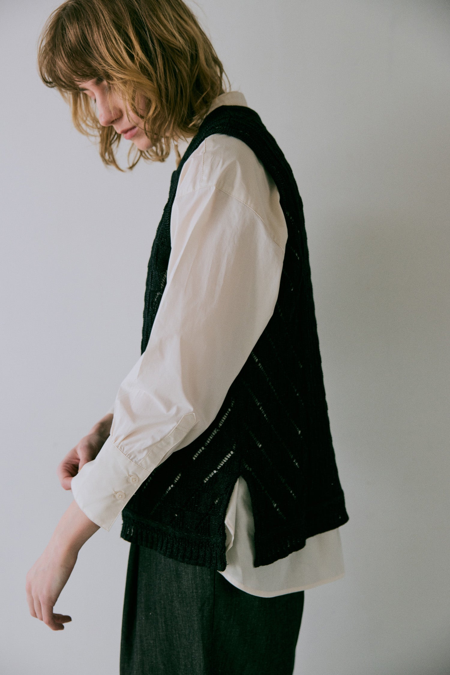 doux bleu オープンワーク ニットベスト DB-2548-022