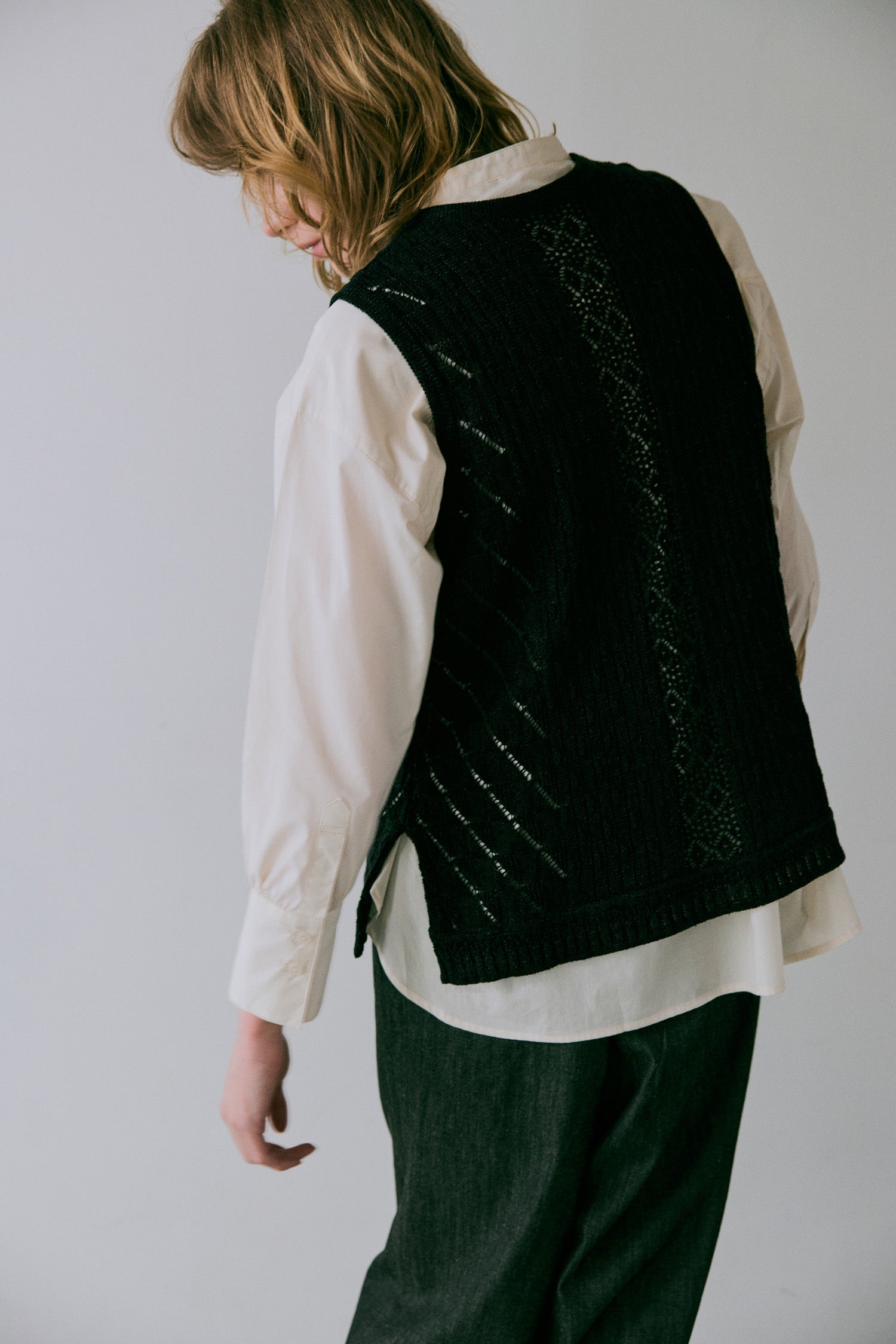 doux bleu オープンワーク ニットベスト DB-2548-022