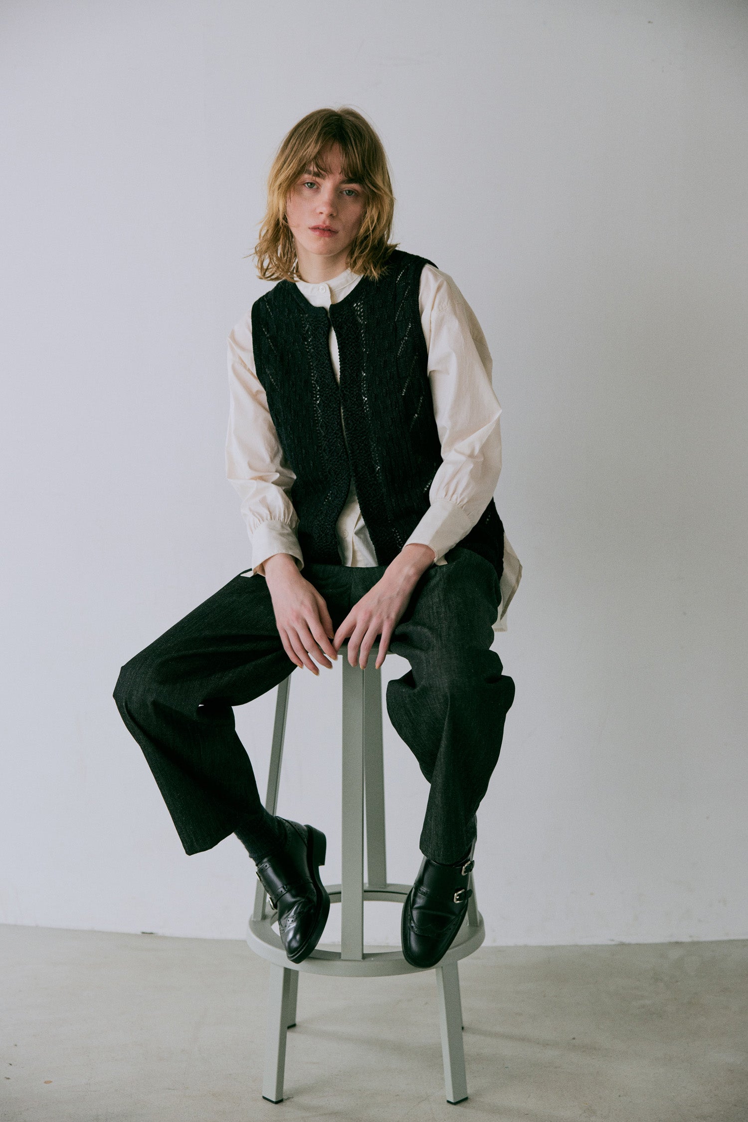 doux bleu バックギャザーシャツ DB-2543-028