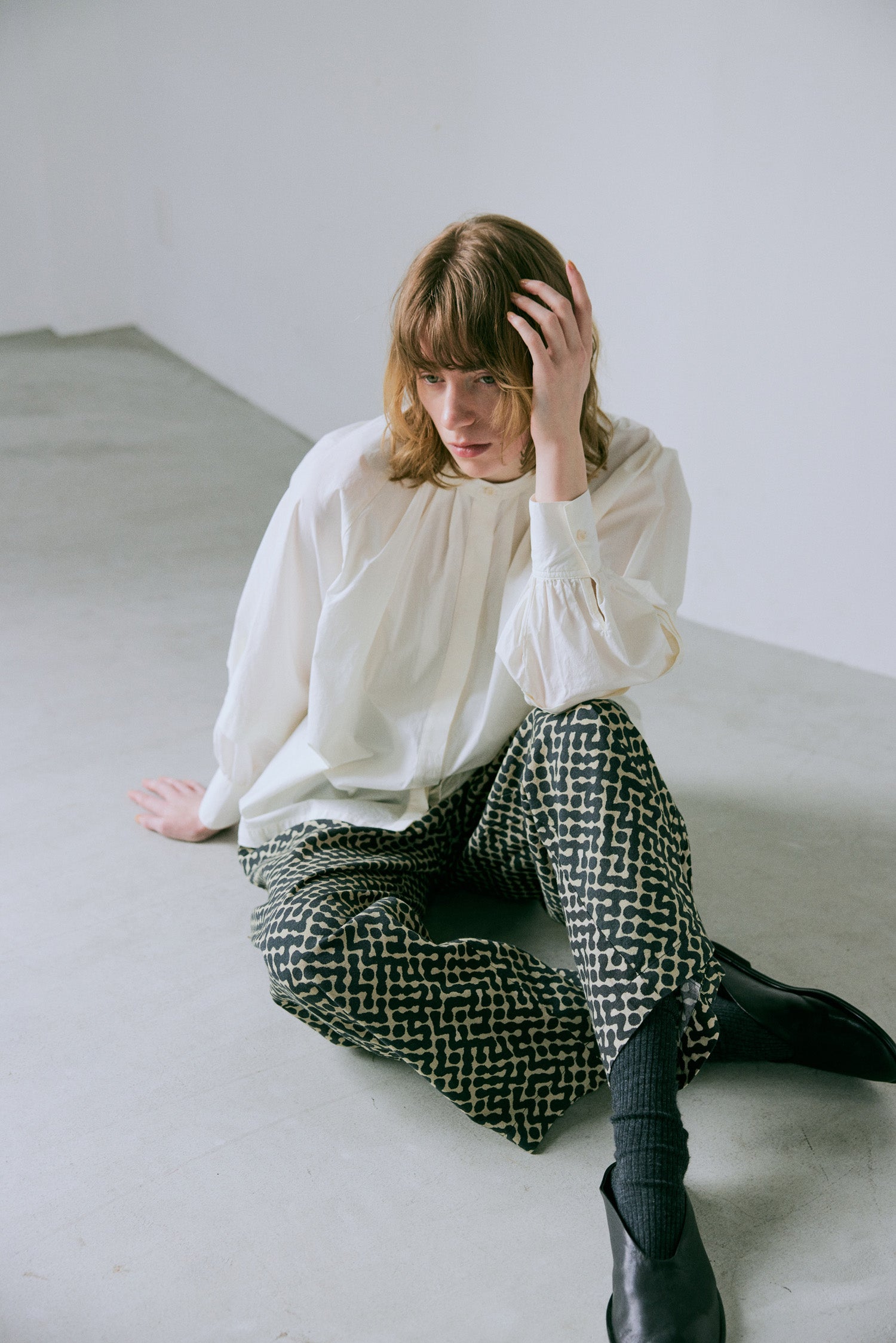 doux bleu インドプリント イージーパンツ DB-2545-007