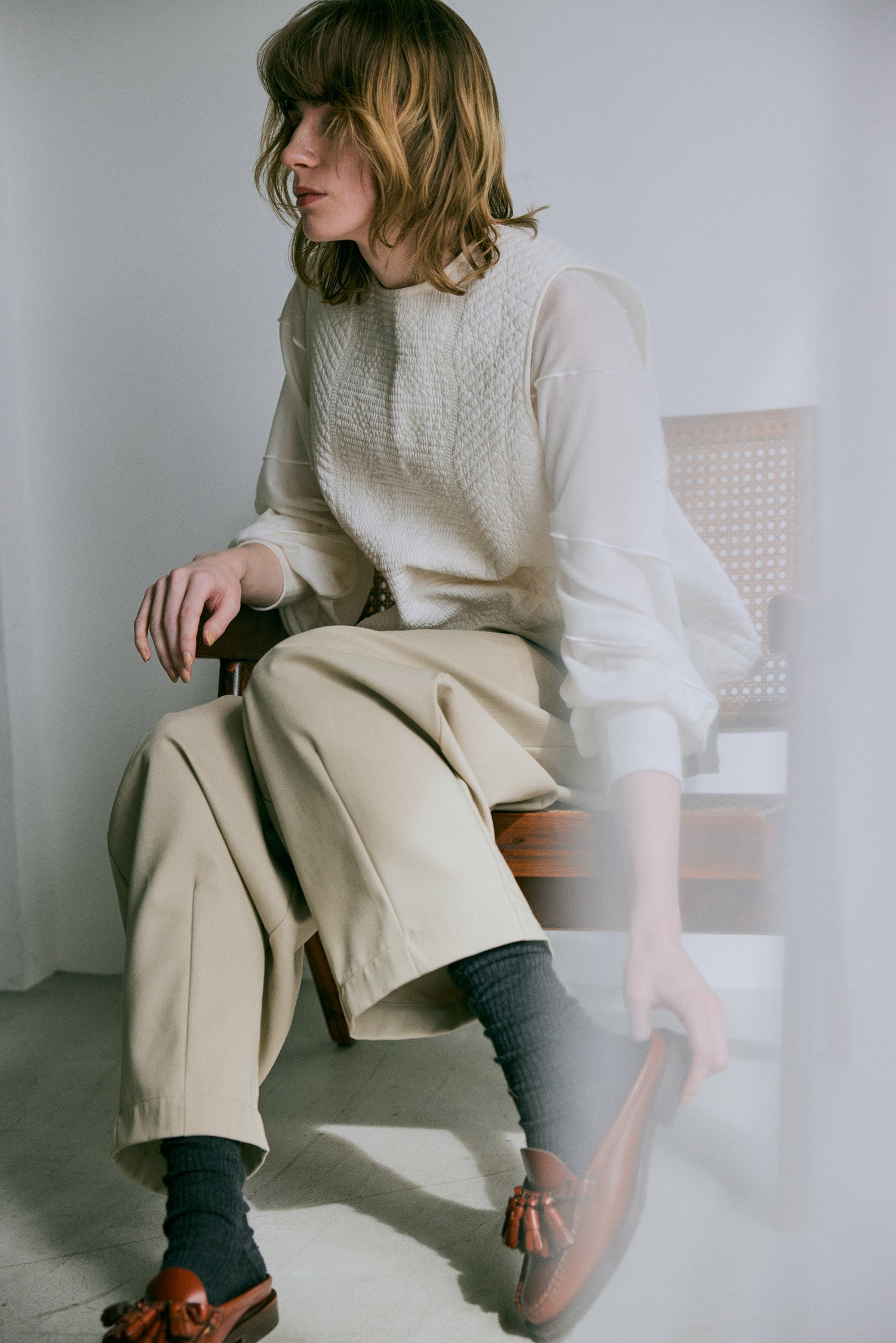 \再入荷/doux bleu インドキルト刺繍 2WAYベスト DB-2548-033