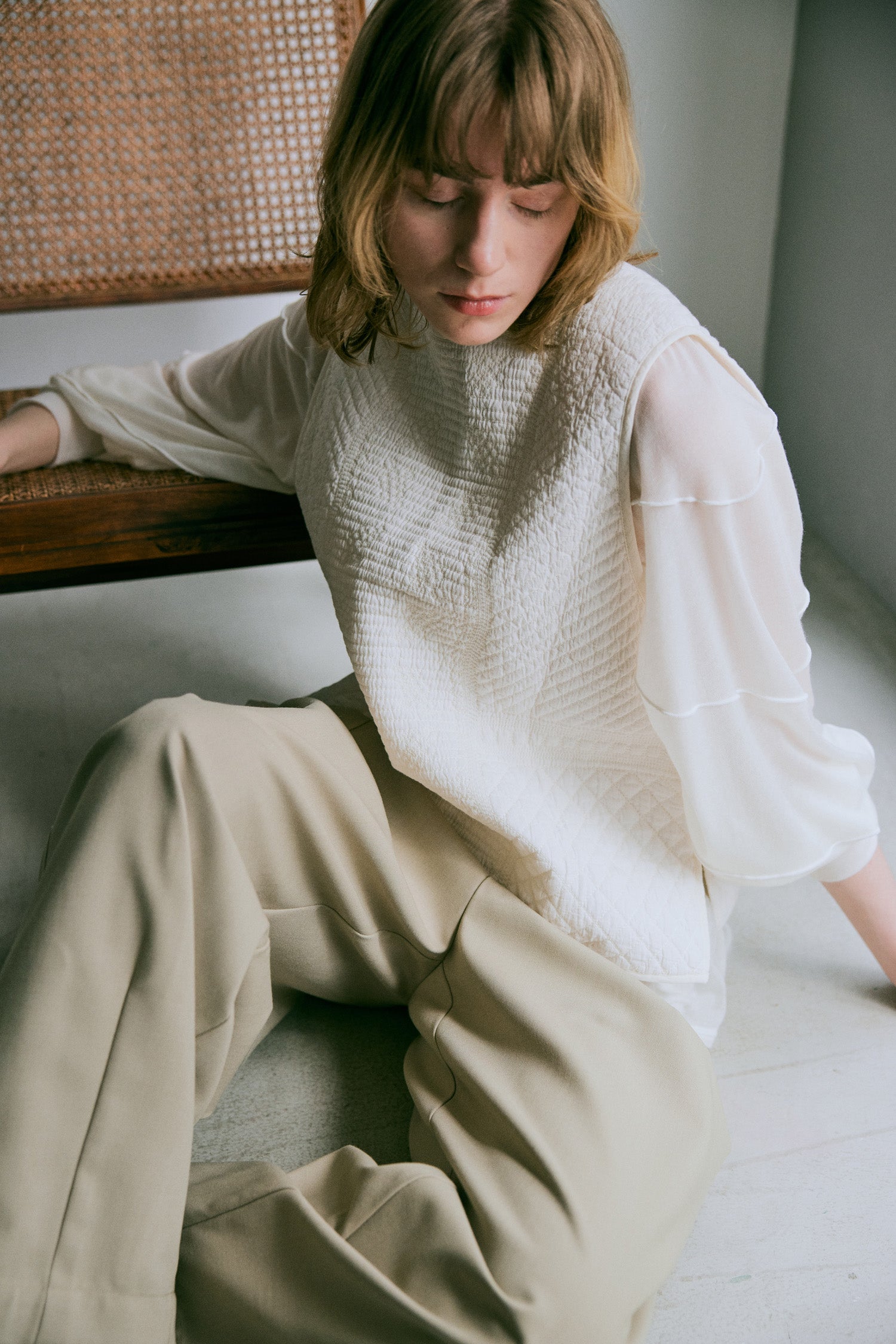 \再入荷/doux bleu インドキルト刺繍 2WAYベスト DB-2548-033