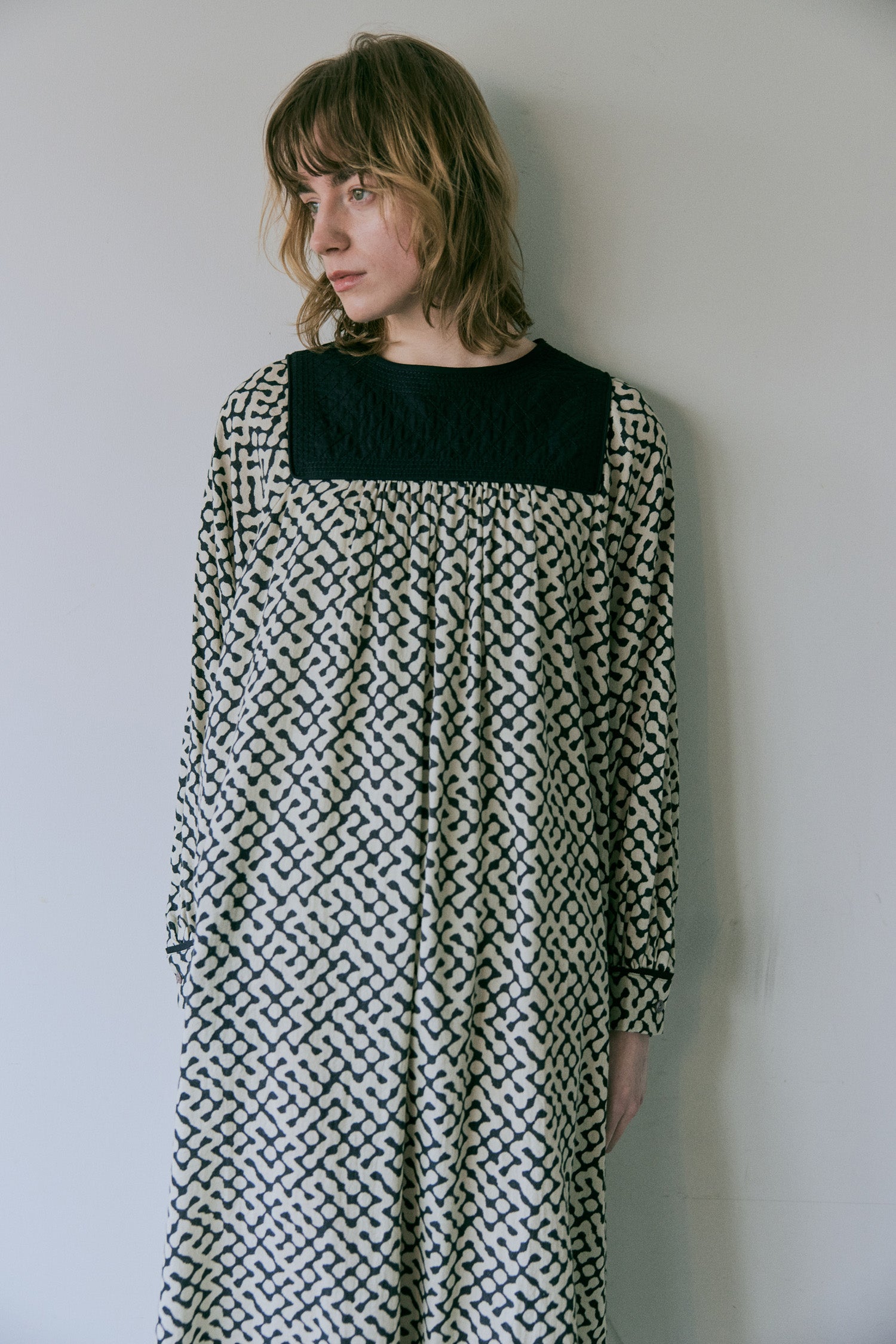 doux bleu インドプリント キルトヨークワンピース DB-2544-008