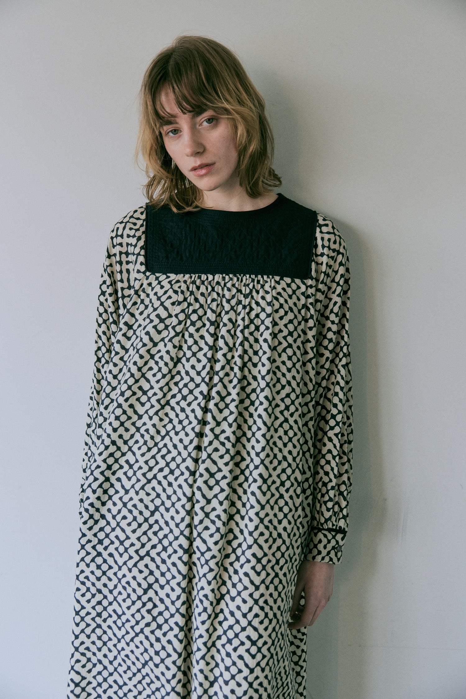 doux bleu インドプリント キルトヨークワンピース DB-2544-008