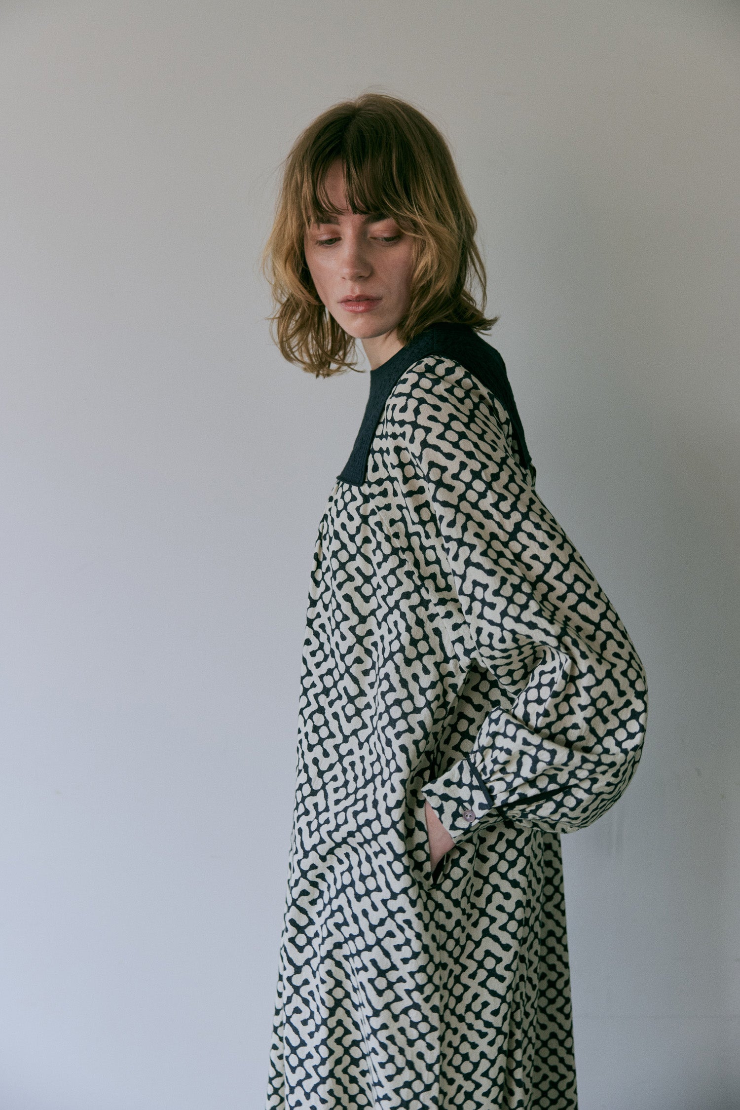 doux bleu インドプリント キルトヨークワンピース DB-2544-008