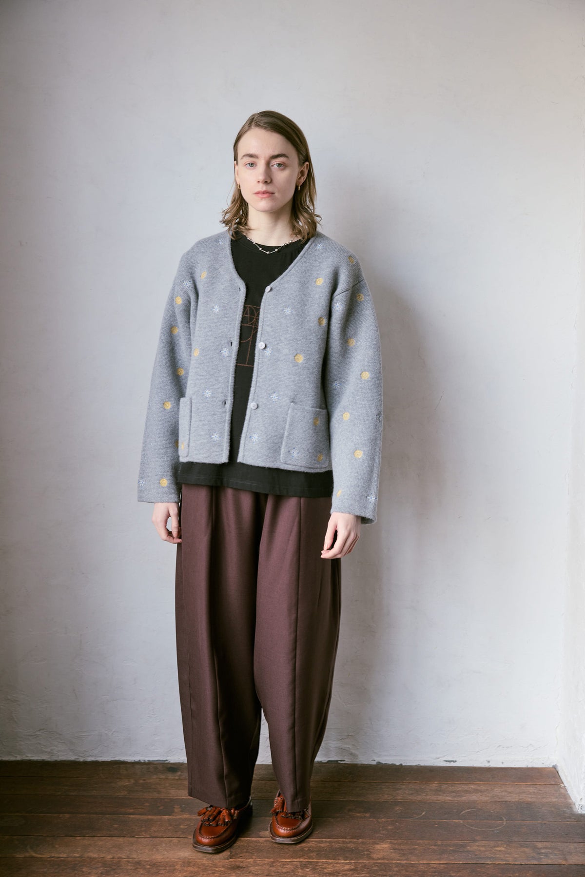 doux bleu エンブロイダリー ニットジャケット DB-2647-038