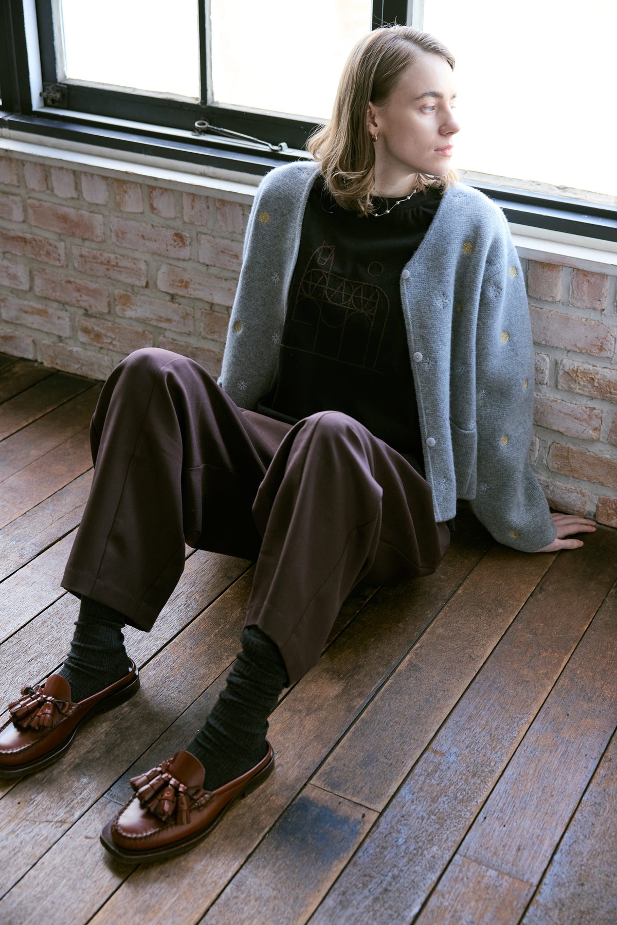 doux bleu エンブロイダリー ニットジャケット DB-2647-038