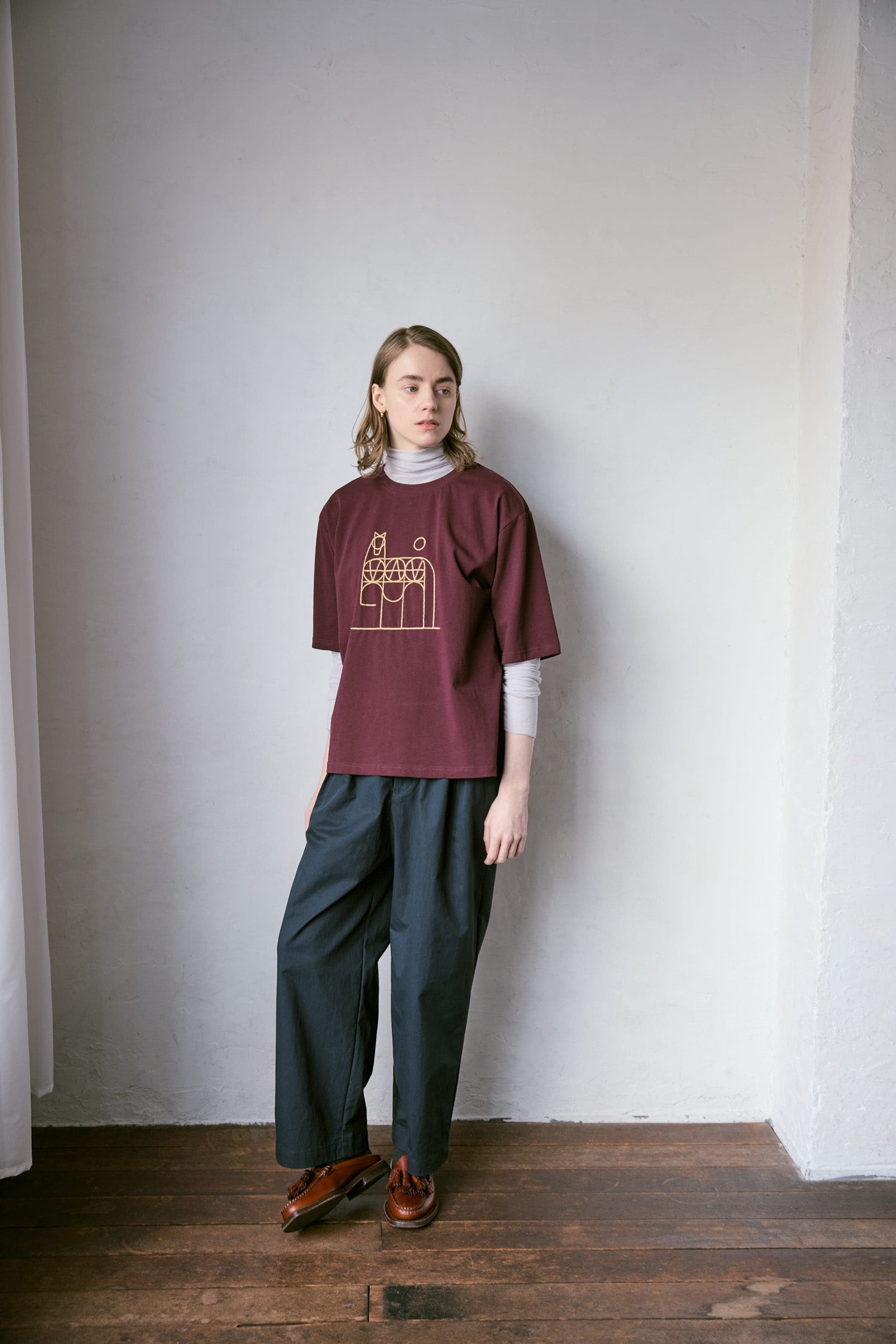 doux bleu horse刺繍Tシャツ DB-2641-001
