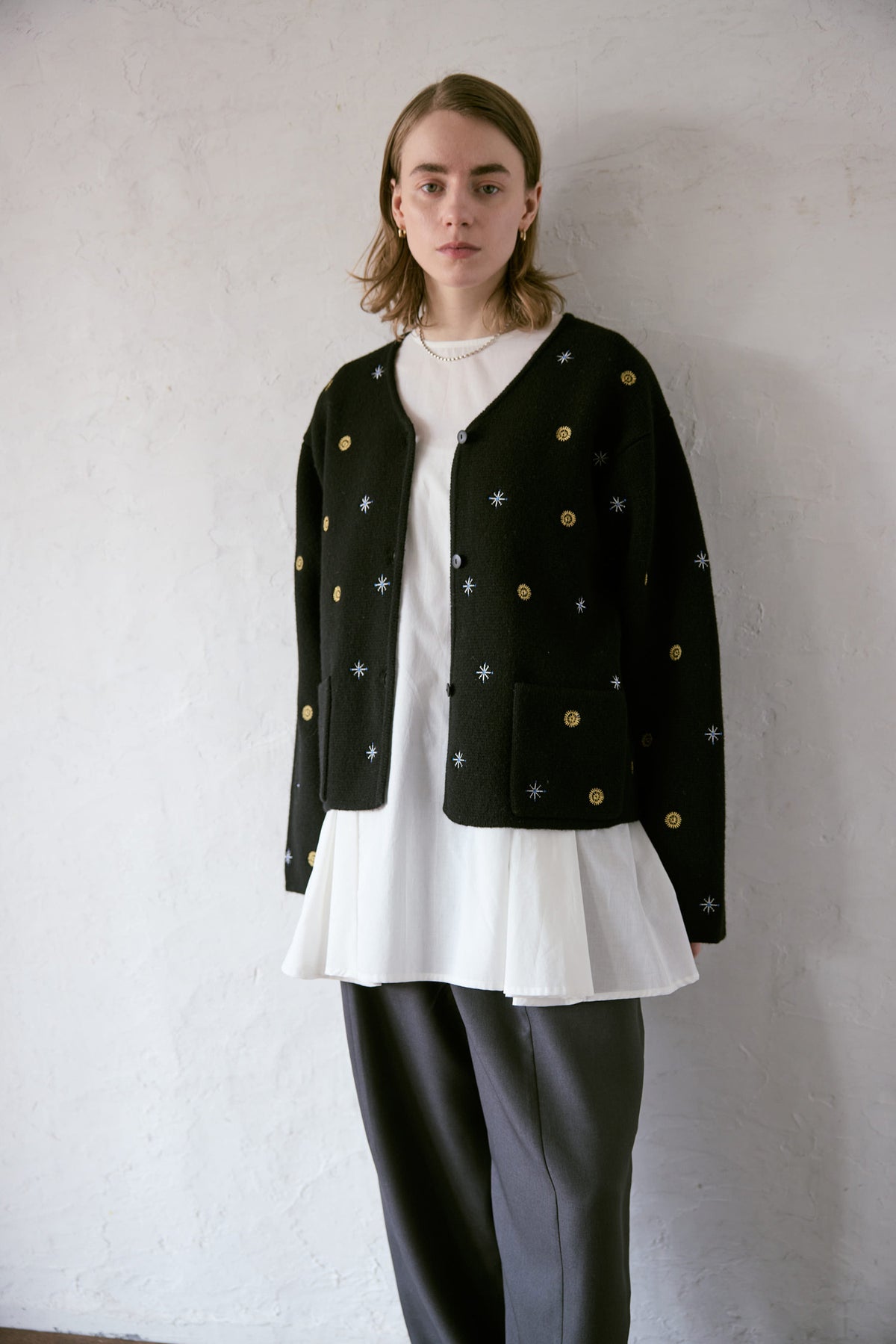 doux bleu エンブロイダリー ニットジャケット DB-2647-038