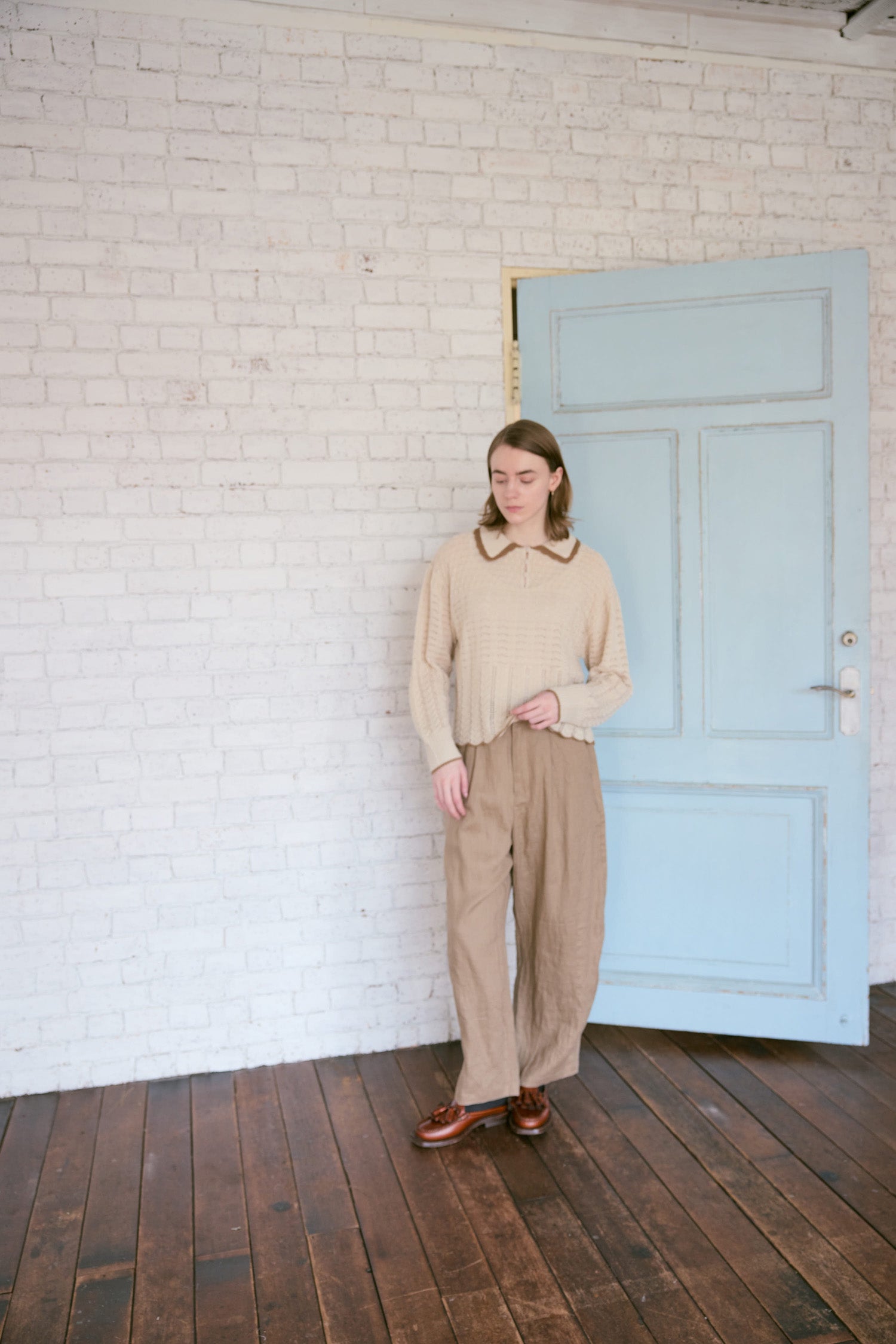 doux bleu リネンカーブパンツ DB-2645-012