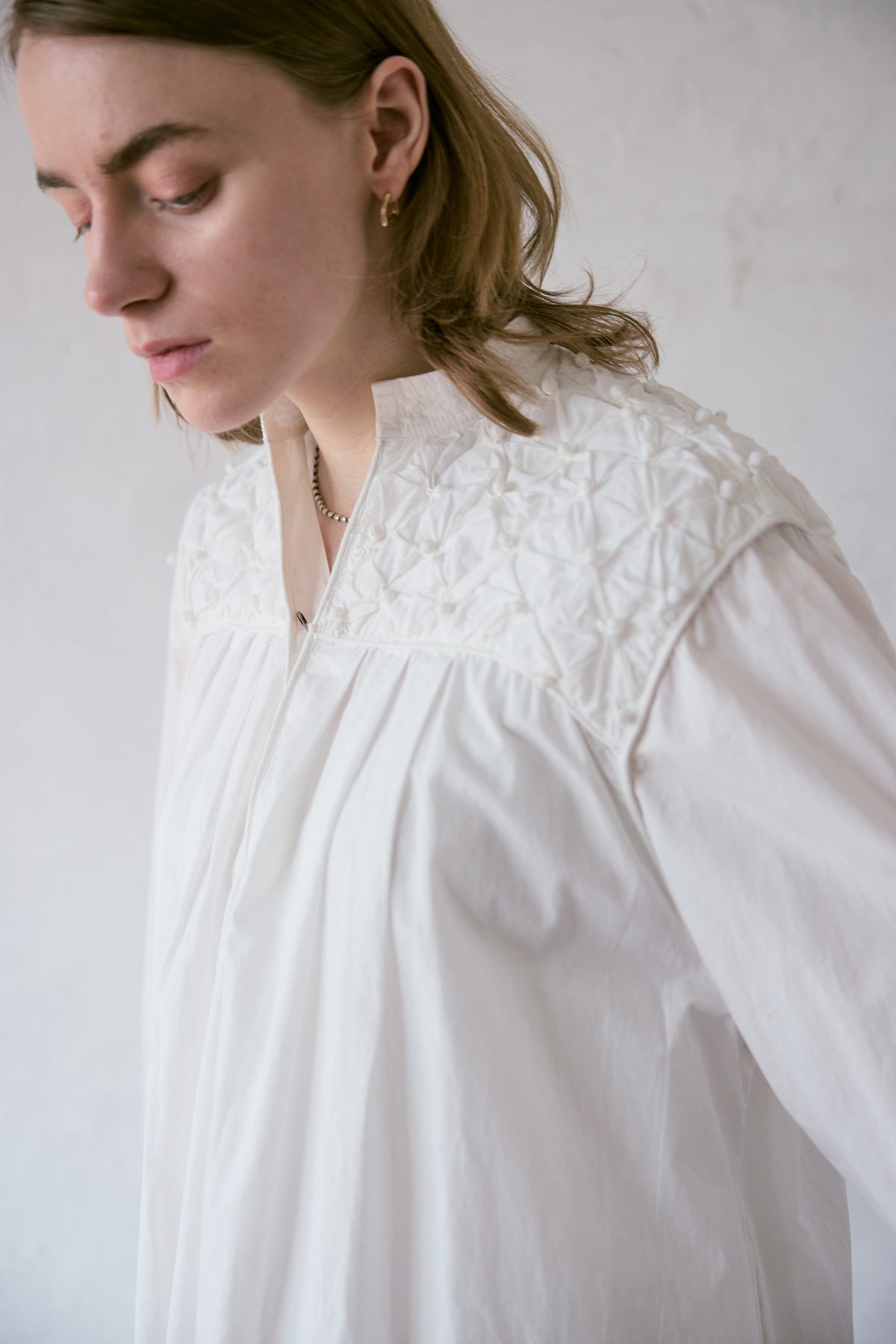 doux bleu ドットスモッキング カフタンワンピース DB-2644-030