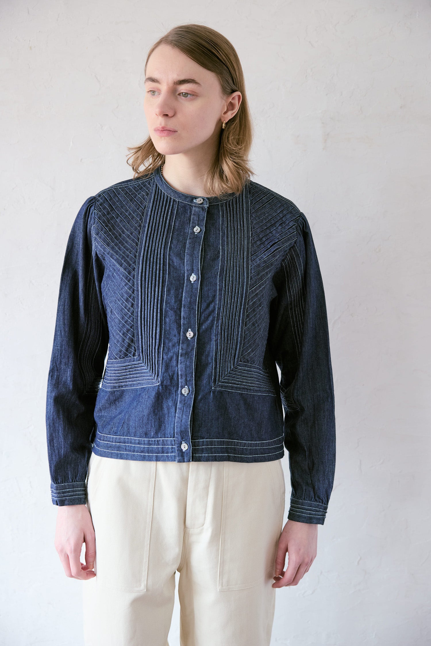 doux bleu ピンタックステッチ デニムシャツ DB-2613-012