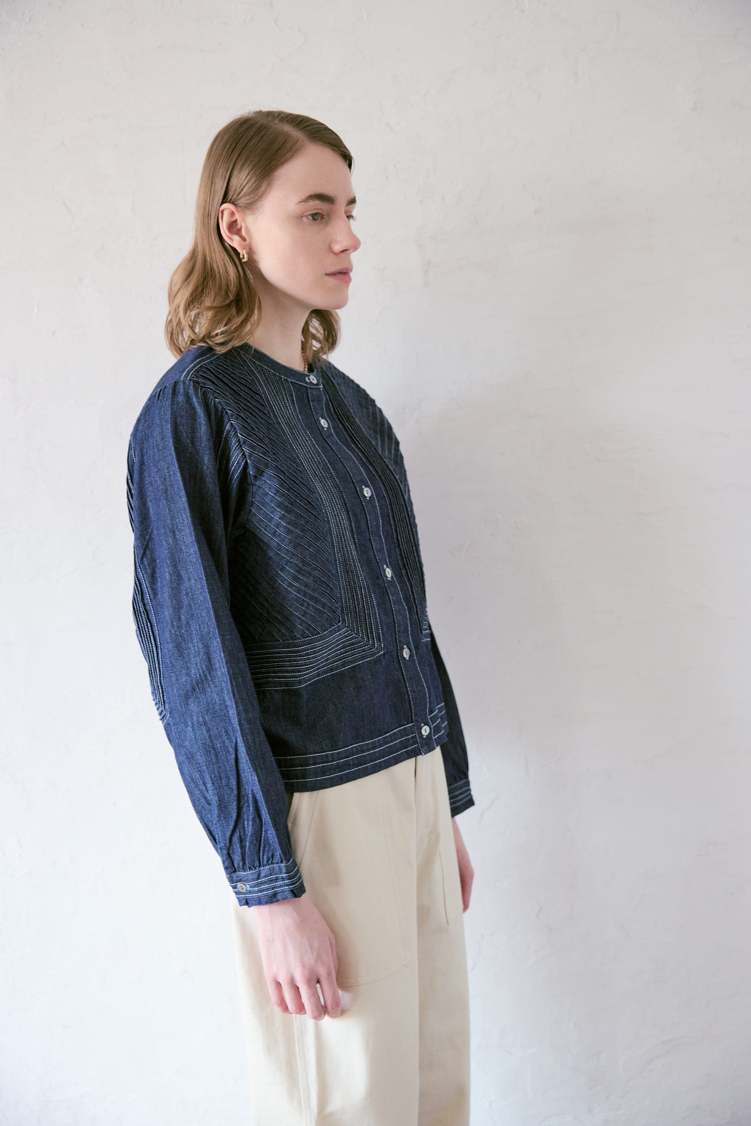 doux bleu ピンタックステッチ デニムシャツ DB-2613-012