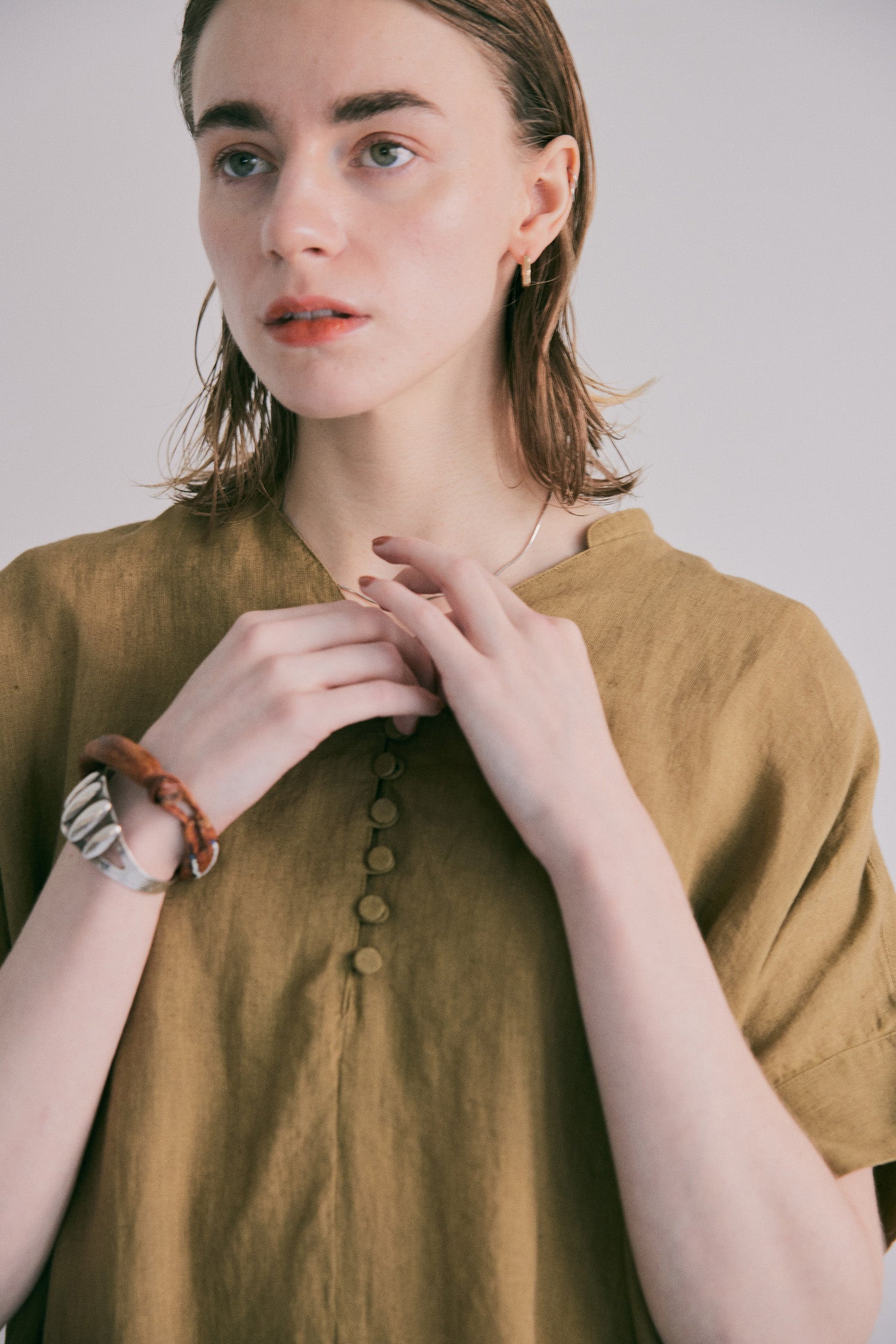 doux bleu リネン カフタンワンピース DB-2624-052
