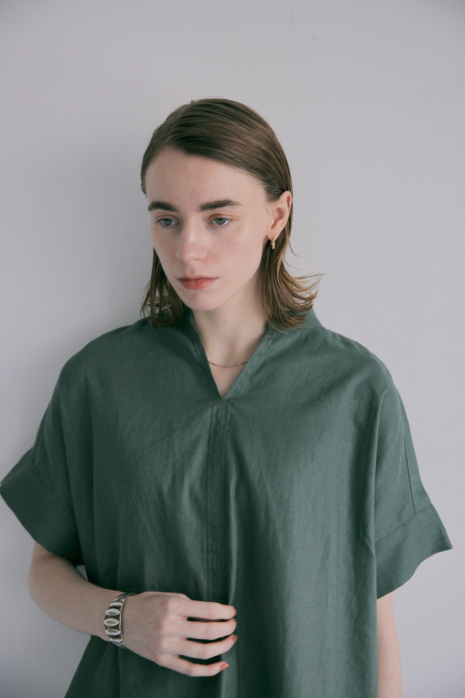 doux bleu コットンリネン スキッパーシャツ DB-2623-081