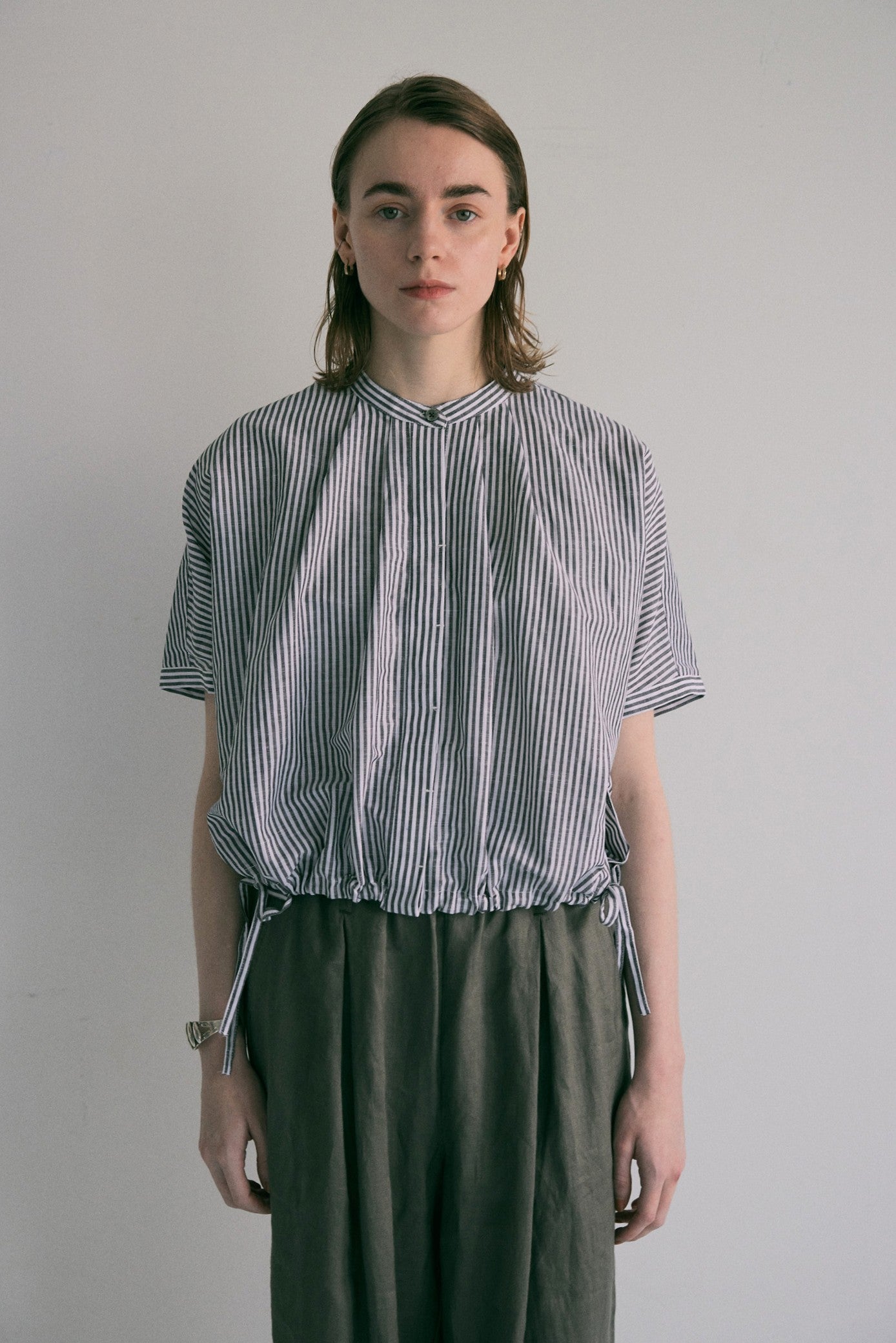 doux bleu リネンコットン ストライプシャツ DB-2623-080