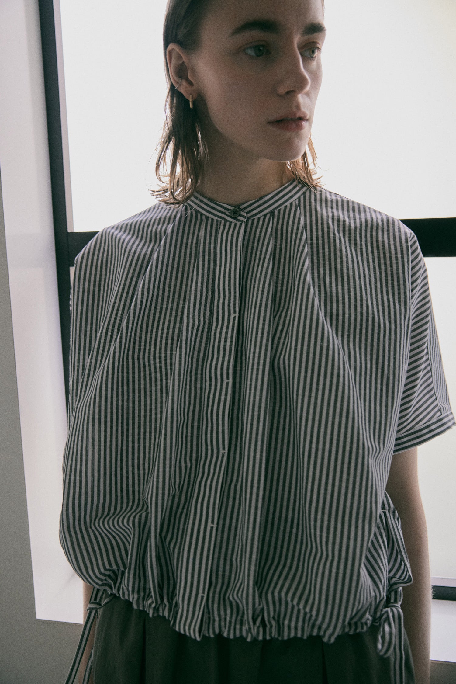 doux bleu リネンコットン ストライプシャツ DB-2623-080