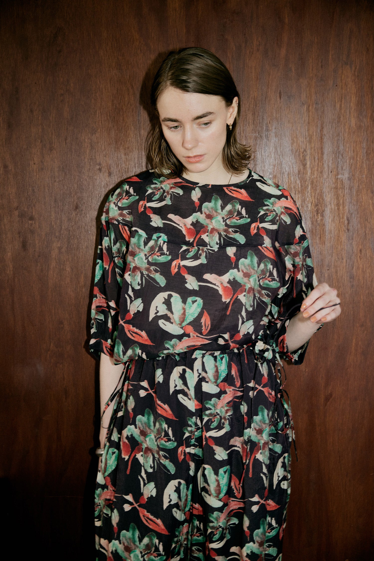 doux bleu フラワー インドプリントブラウス DB-2623-048