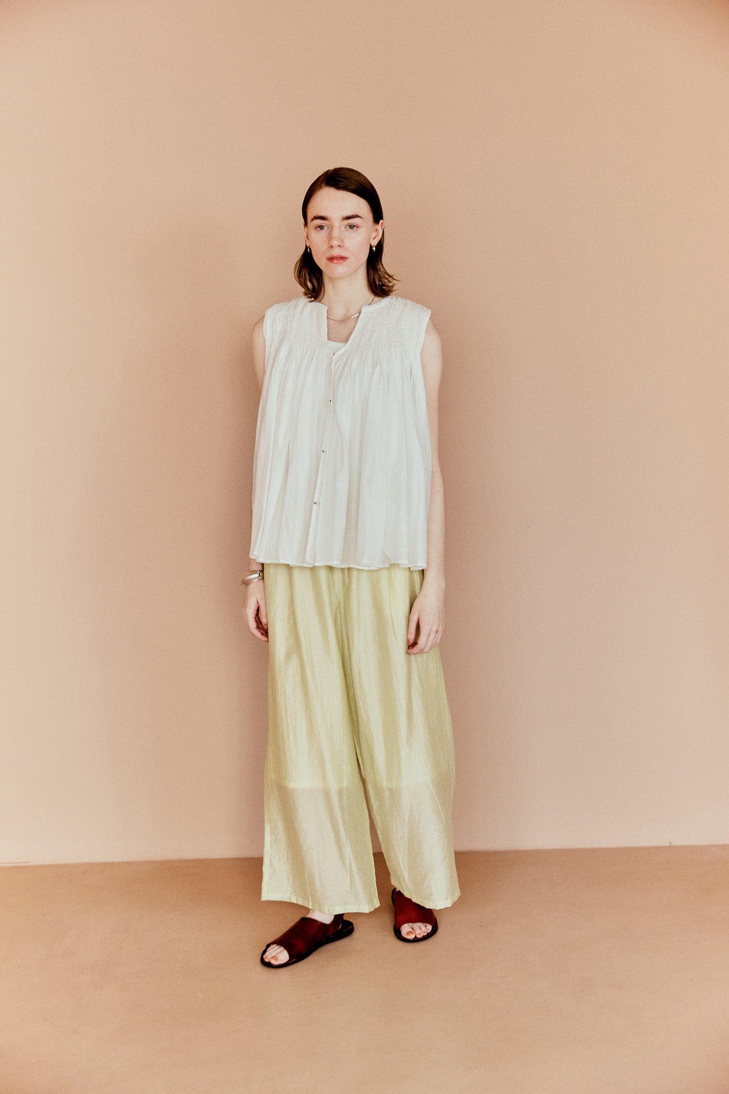 doux bleu コットンシルク ハンドギャザージレ DB-2618-041