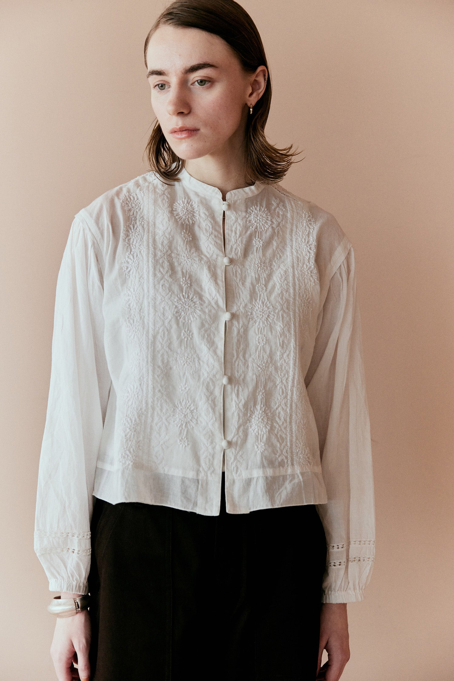 doux bleu ラクノウ刺繍シャツジャケット DB-2617-044