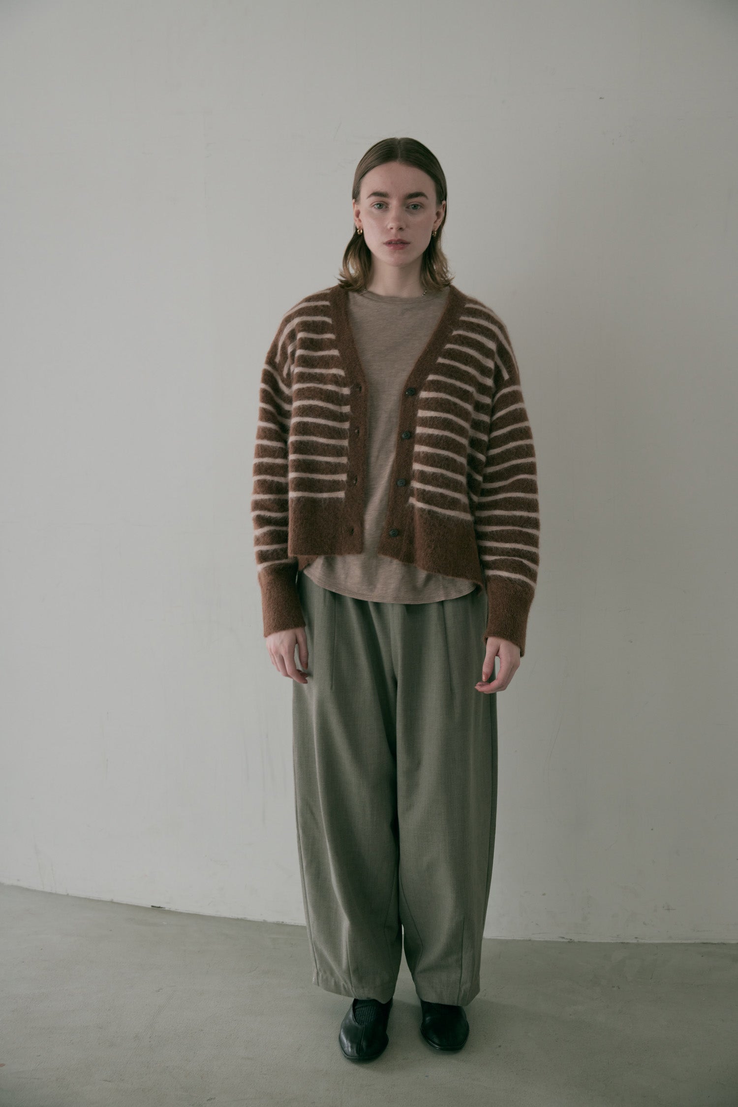 doux bleu アルパカ ボーダーカーディガン DB-2552-044