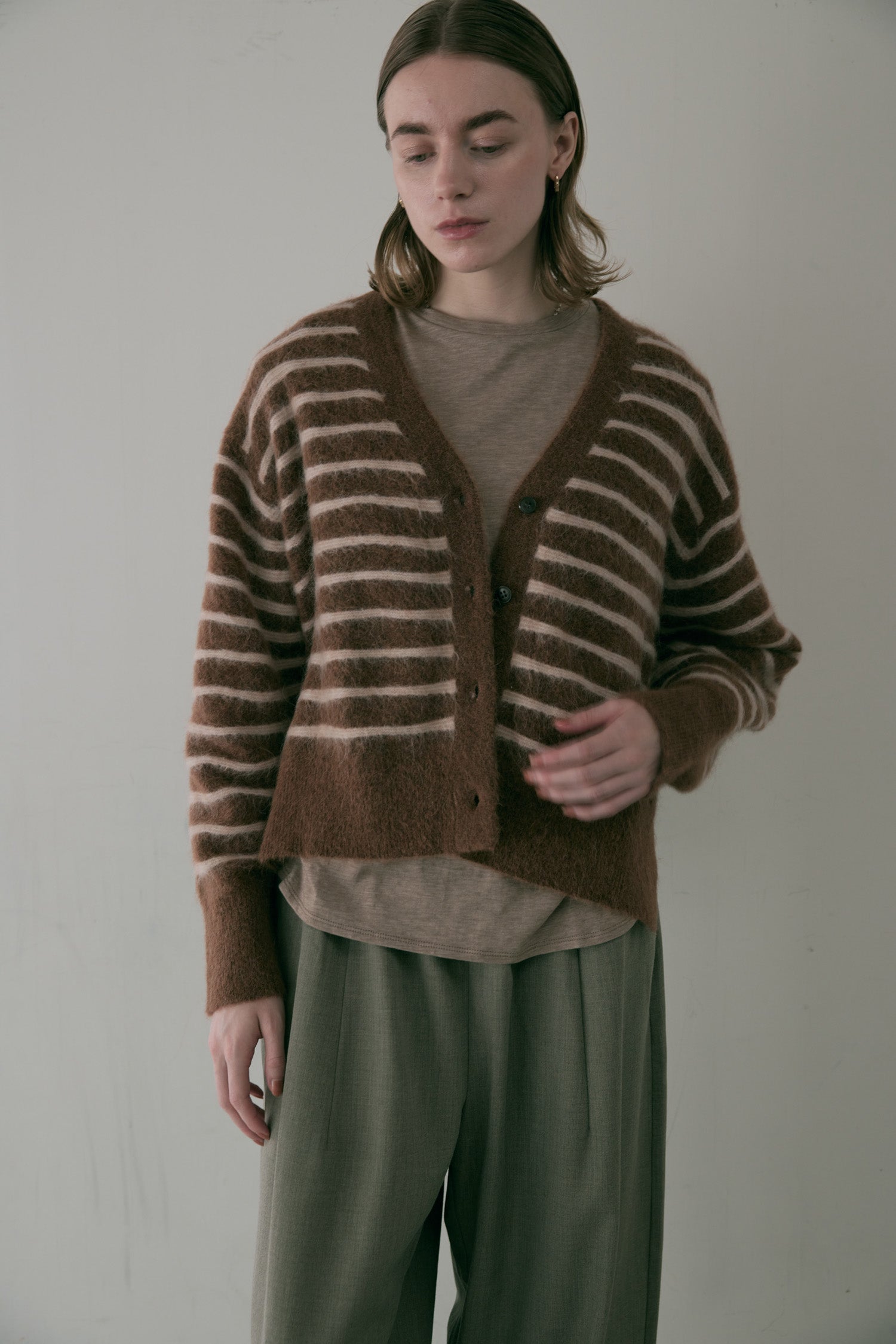 doux bleu アルパカ ボーダーカーディガン DB-2552-044