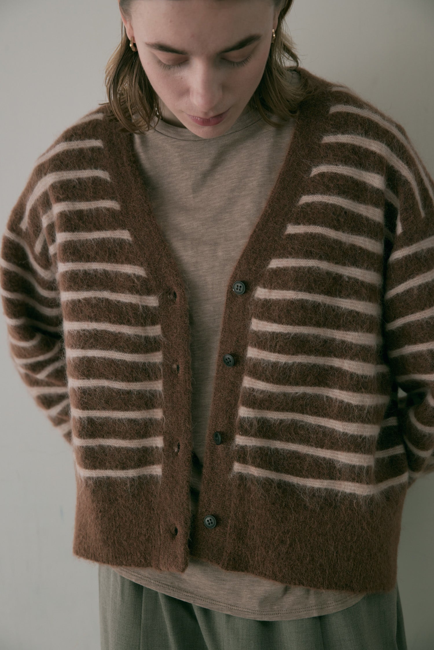 doux bleu アルパカ ボーダーカーディガン DB-2552-044