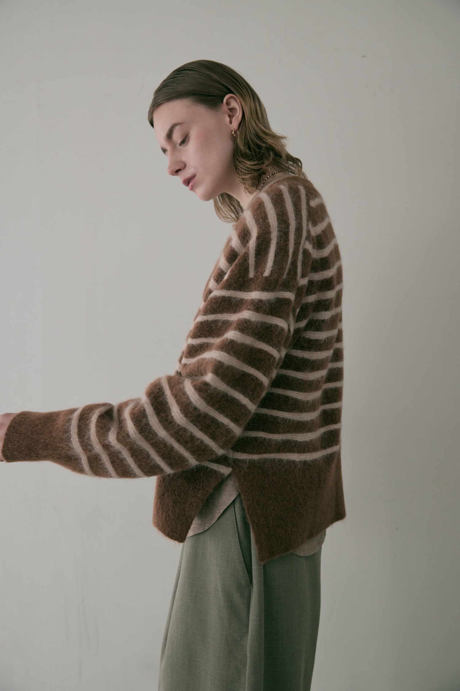 doux bleu アルパカ ボーダーカーディガン DB-2552-044