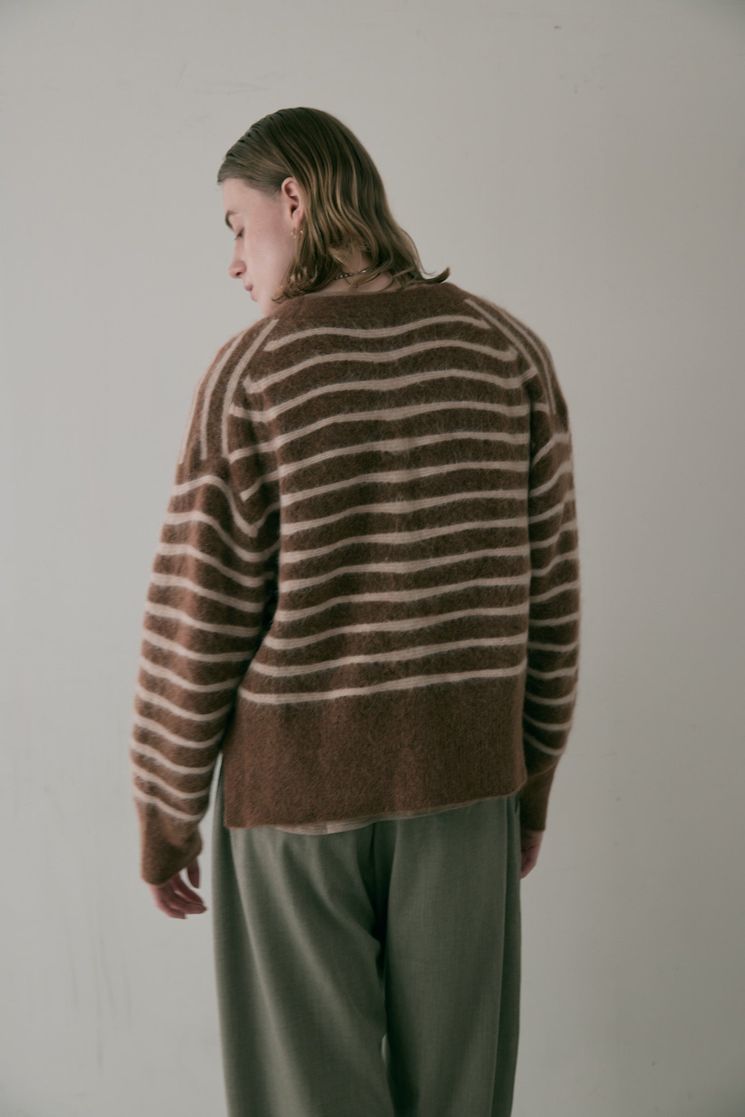 doux bleu アルパカ ボーダーカーディガン DB-2552-044