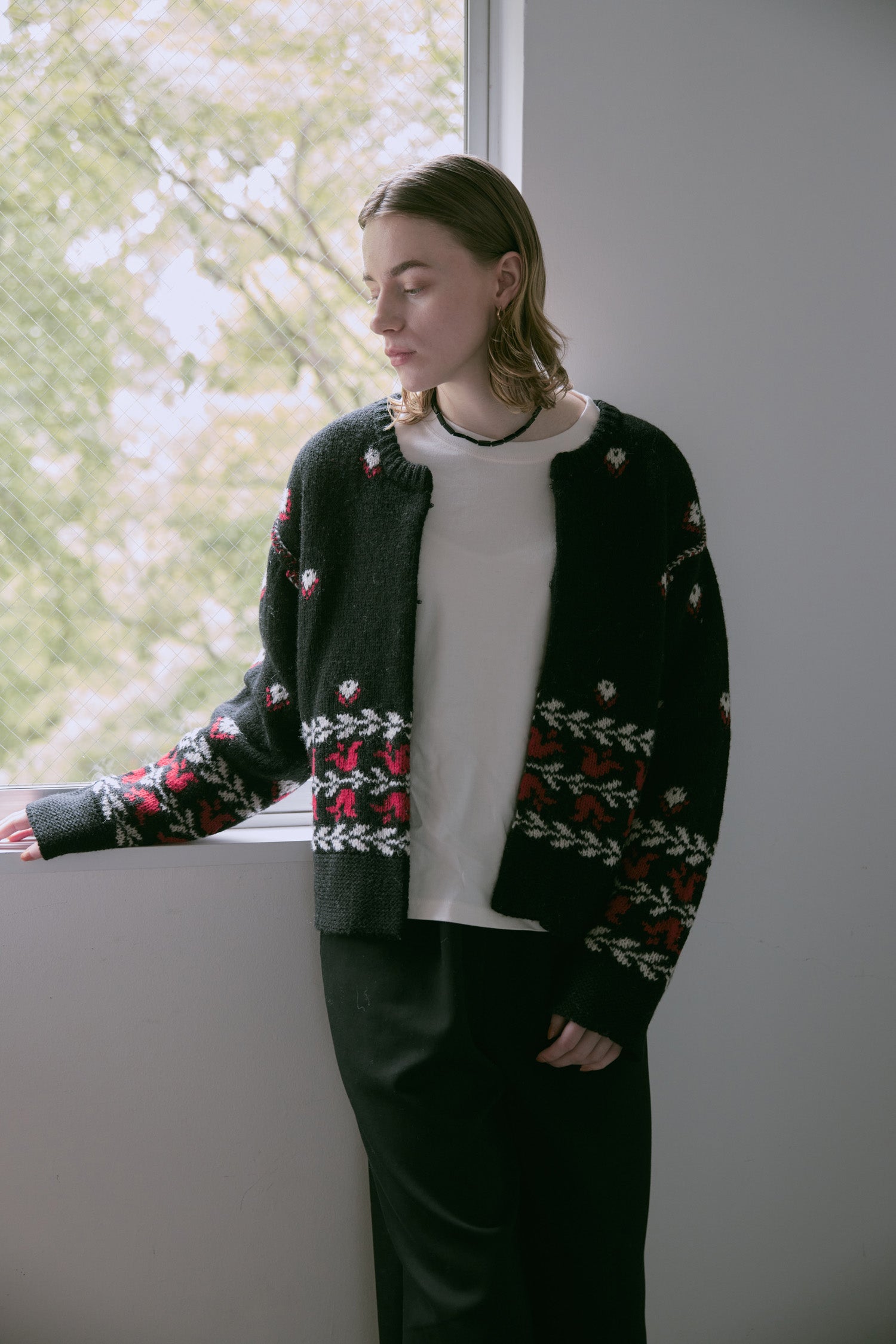 doux bleu フラワージャガードニットジャケット DB-2552-060