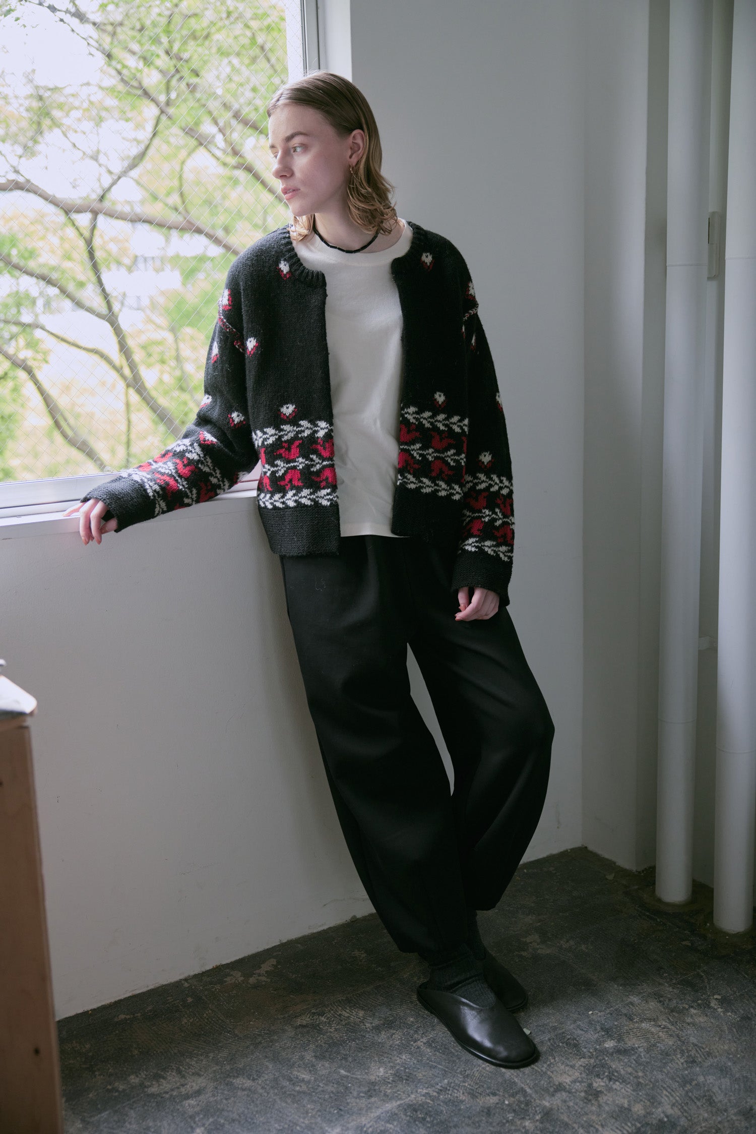 doux bleu フラワージャガードニットジャケット DB-2552-060