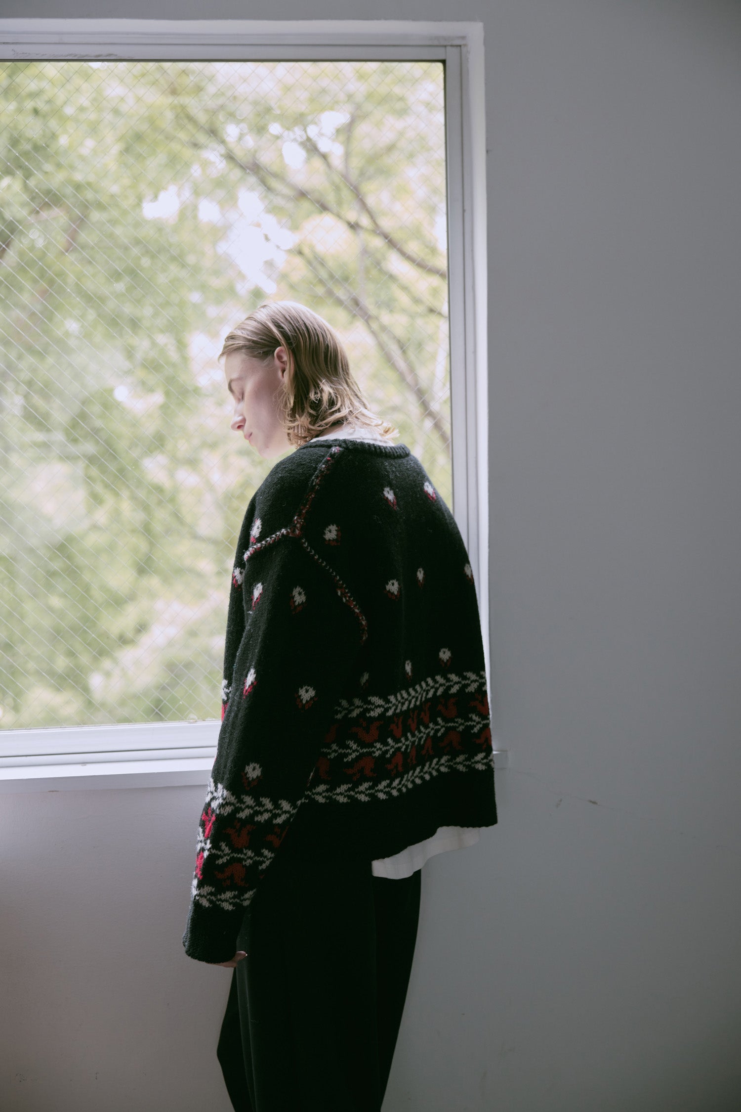 doux bleu フラワージャガードニットジャケット DB-2552-060