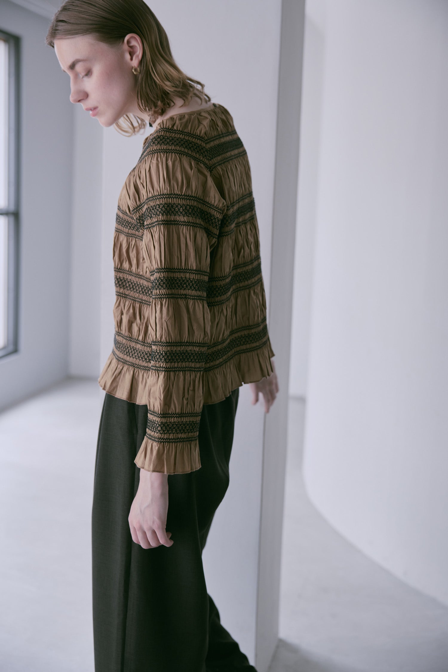 doux bleu スモッキング ボーダー ブラウス DB-2553-054