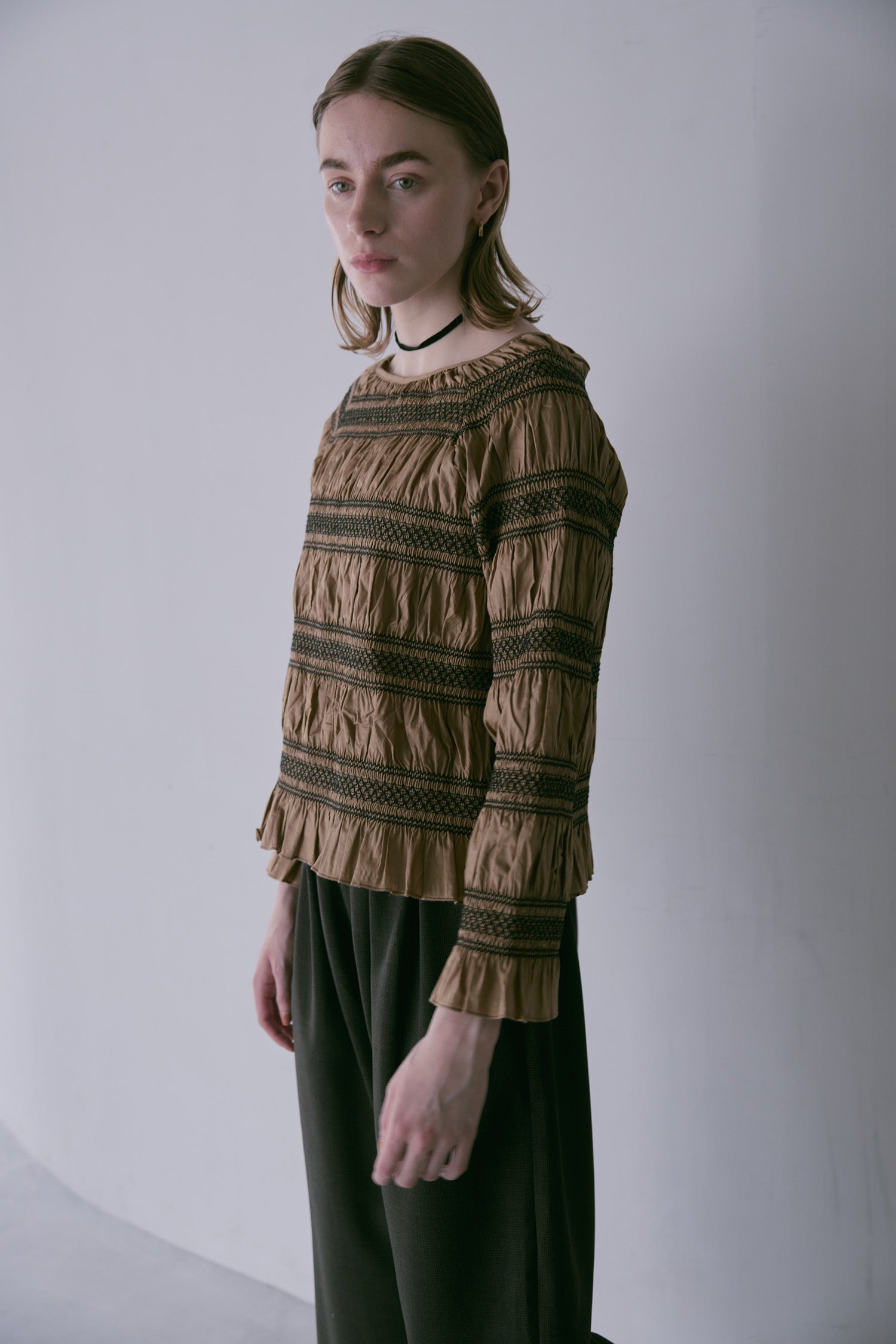 doux bleu スモッキング ボーダー ブラウス DB-2553-054