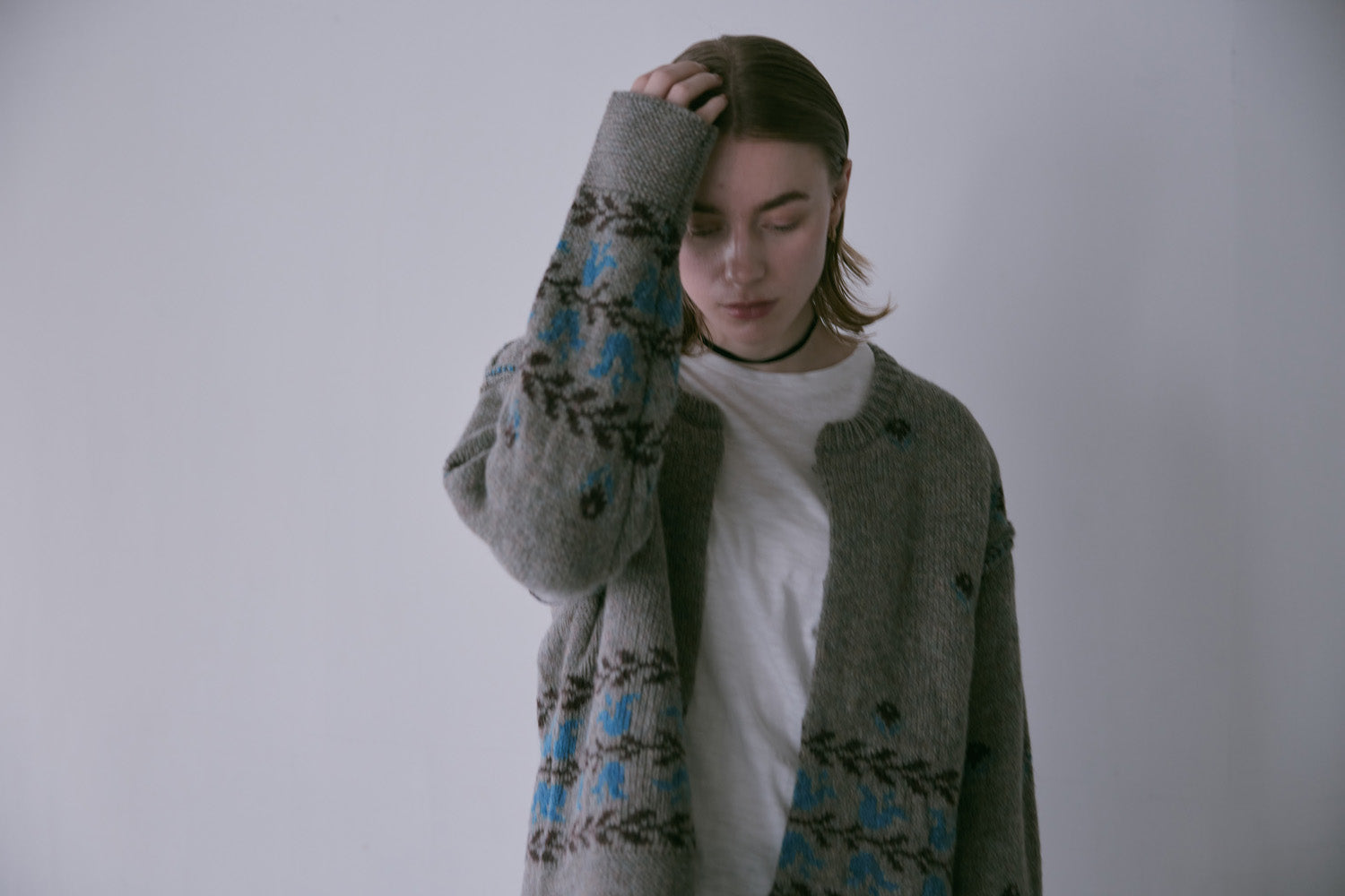 doux bleu フラワージャガードニットジャケット DB-2552-060