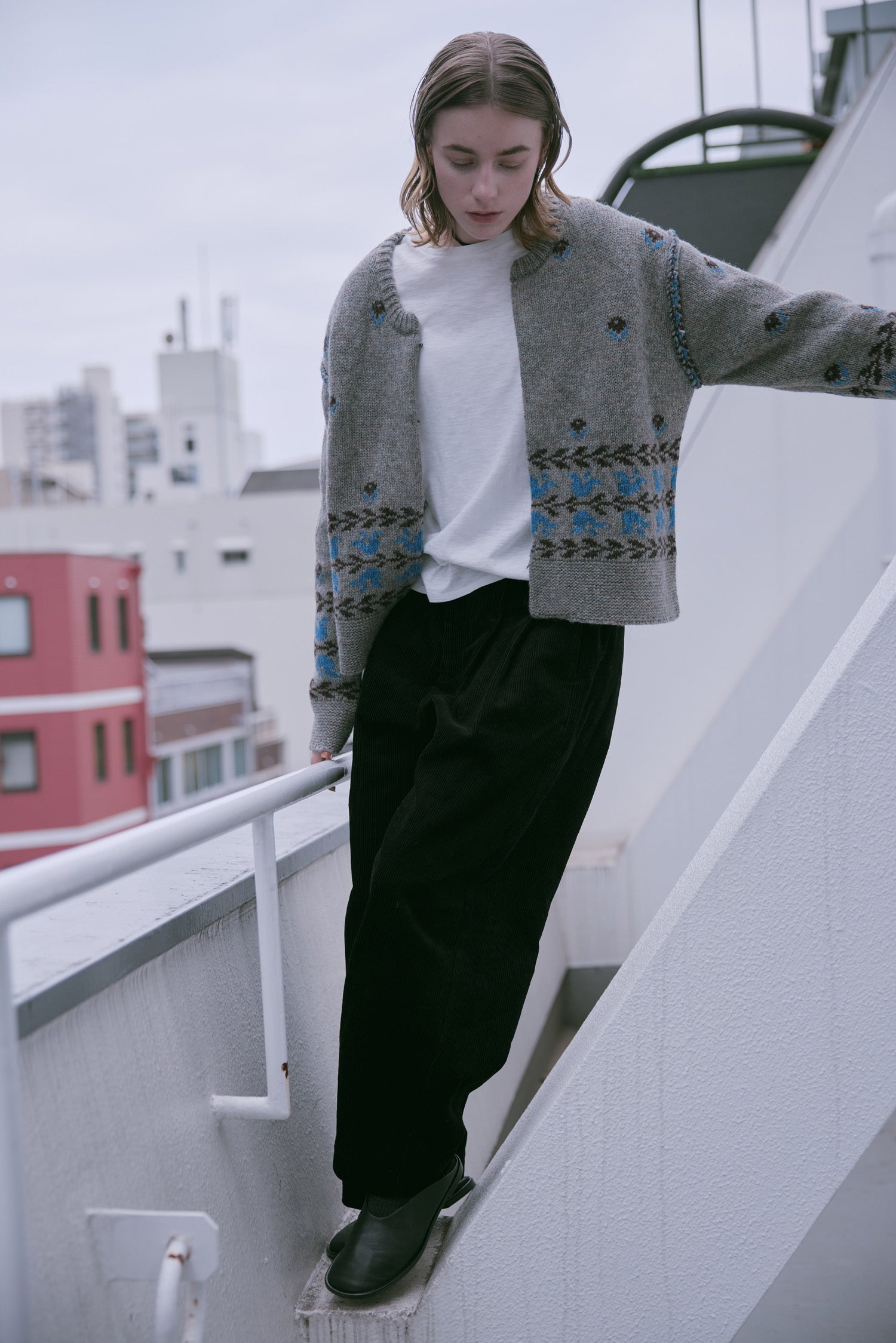 doux bleu フラワージャガードニットジャケット DB-2552-060