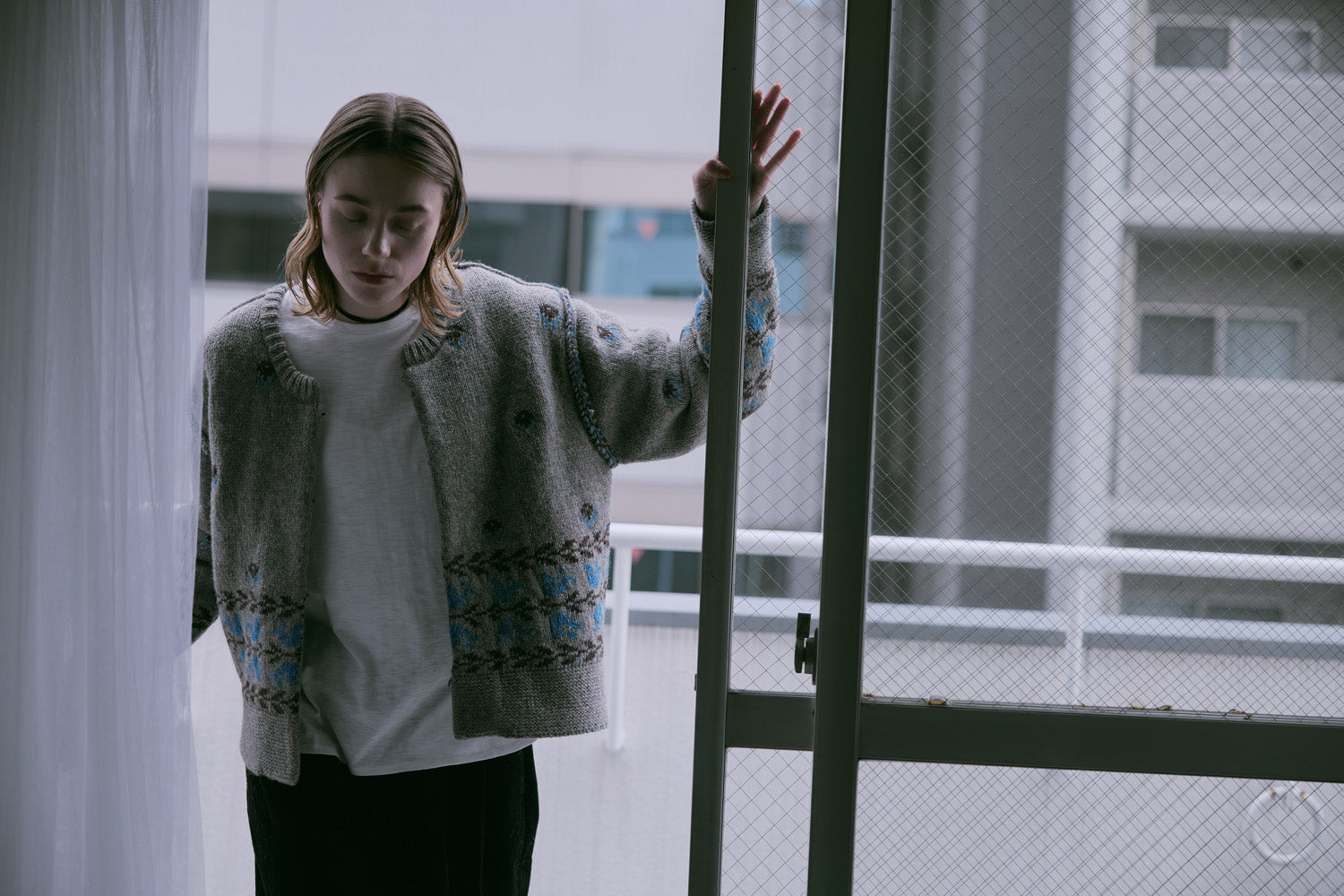 doux bleu フラワージャガードニットジャケット DB-2552-060