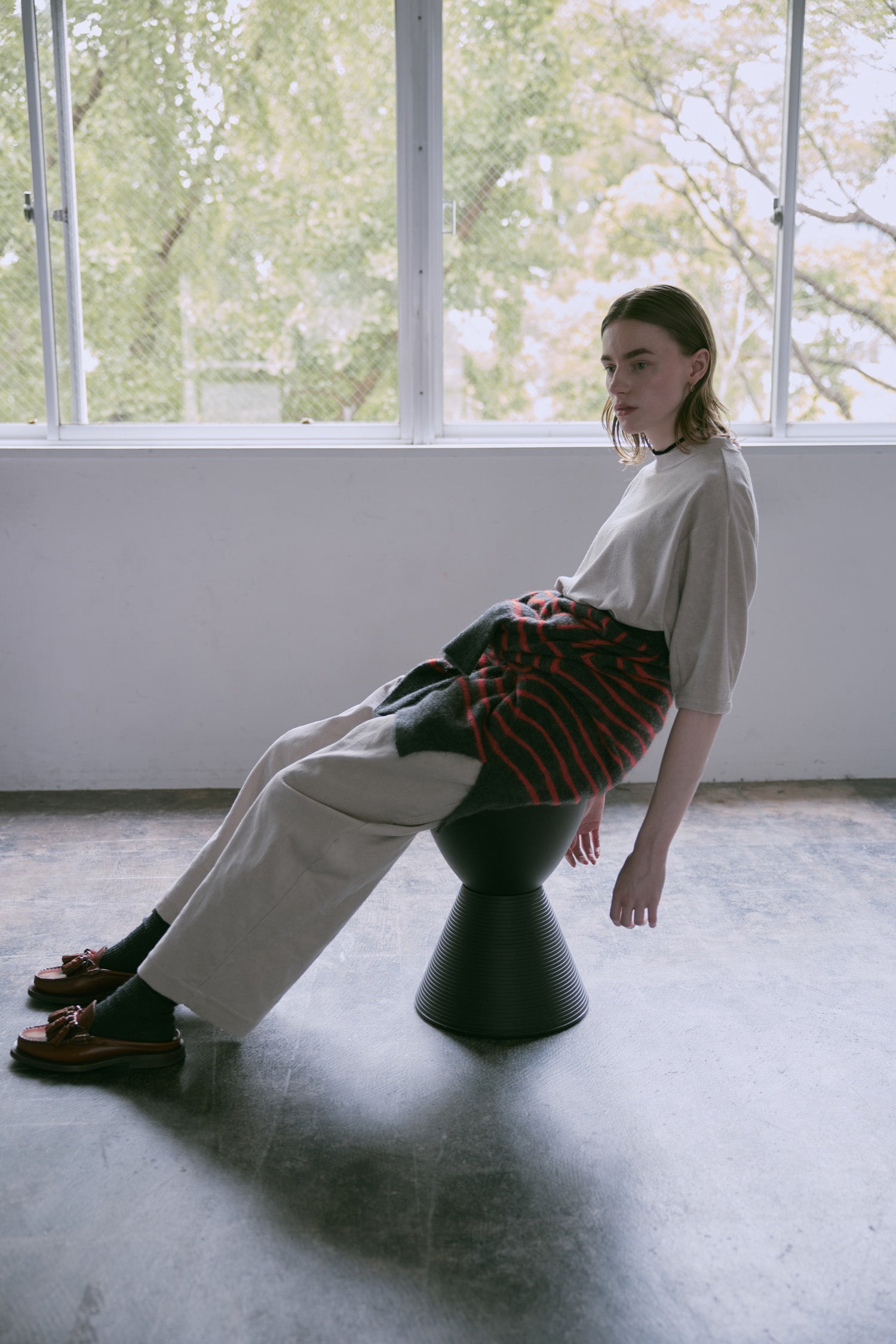 doux bleu アルパカ ボーダーカーディガン DB-2552-044