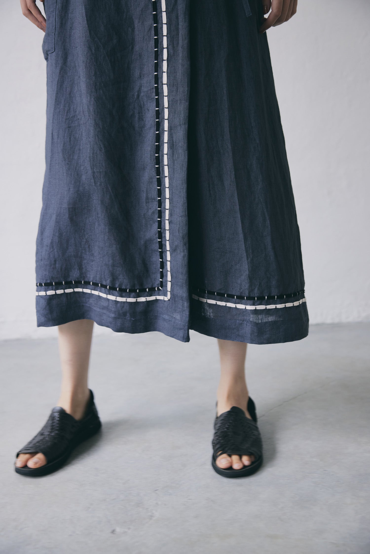 doux bleu インドリネン コード刺繍スカート DB-2526-050